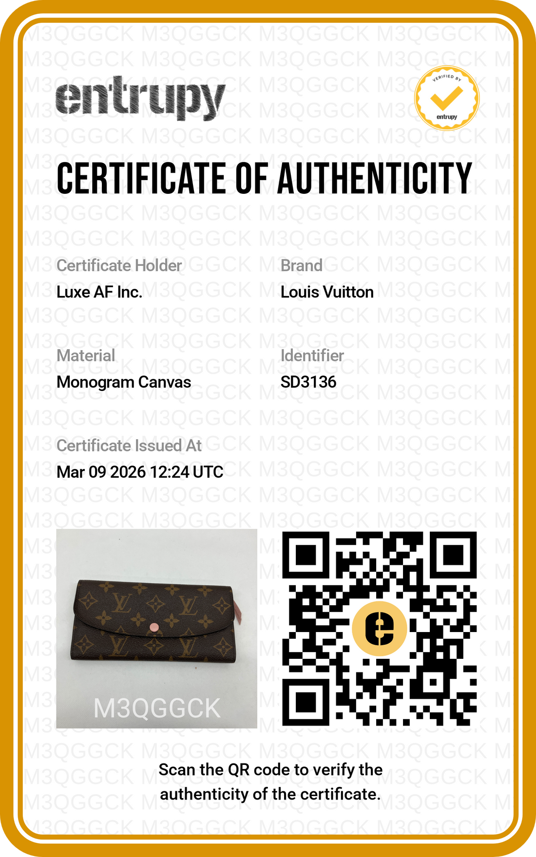 Louis Vuitton Emilie Monogram Canvas Wallet LV2088