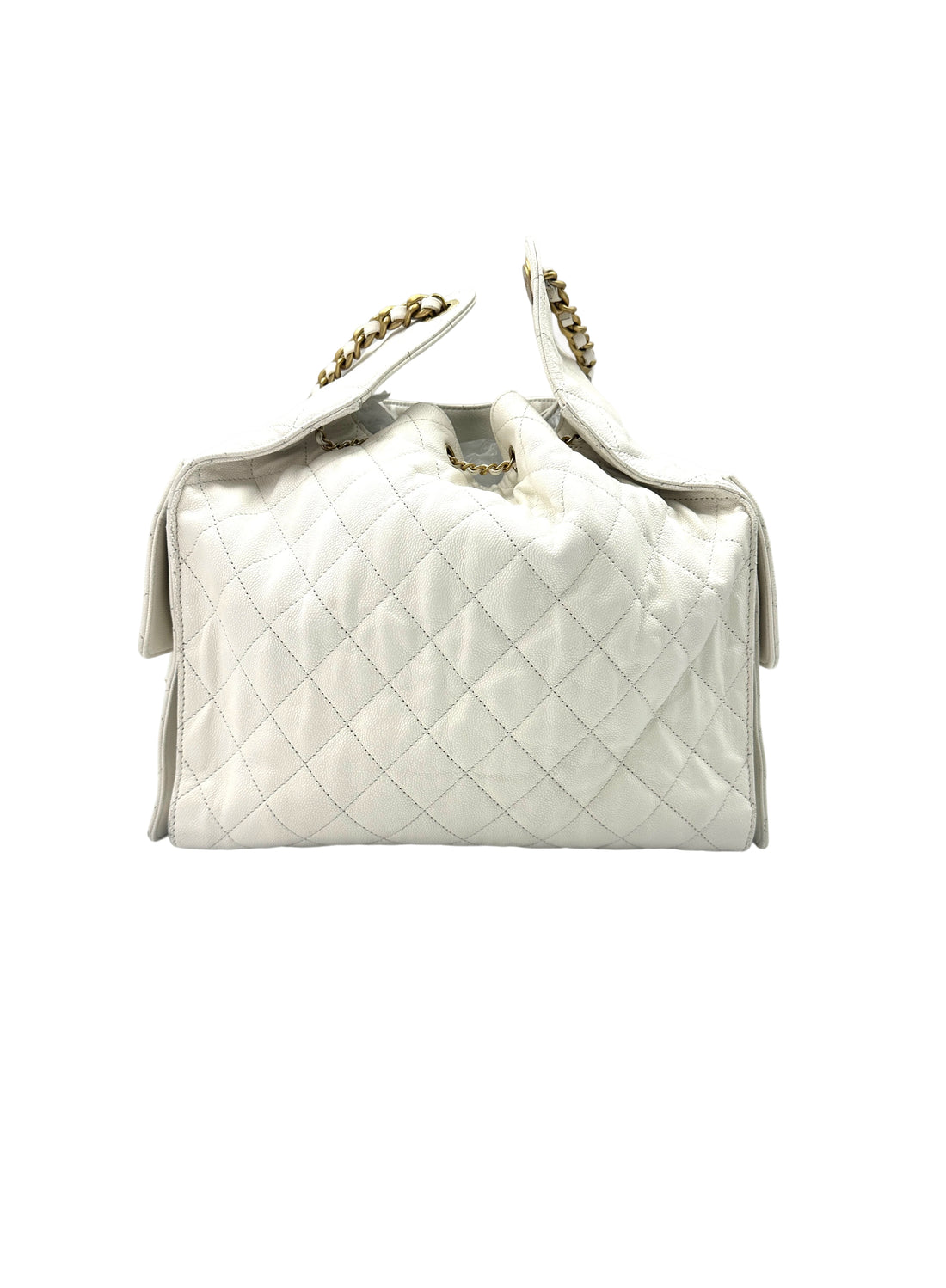 Chanel 25 White Quilted Leather Medium Size Hobo Bag(NH***KL) IRIS059
