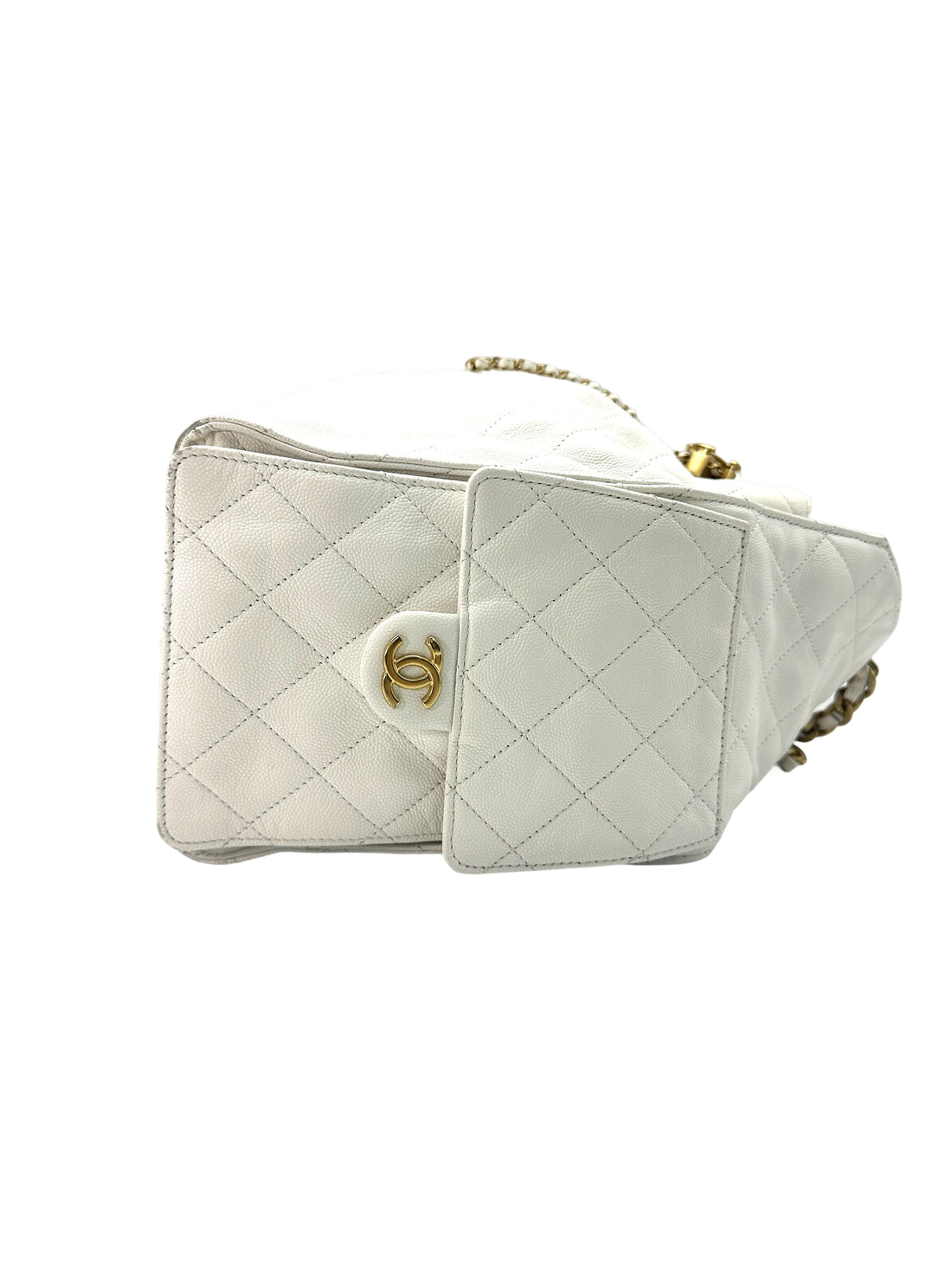 Chanel 25 White Quilted Leather Medium Size Hobo Bag(NH***KL) IRIS059