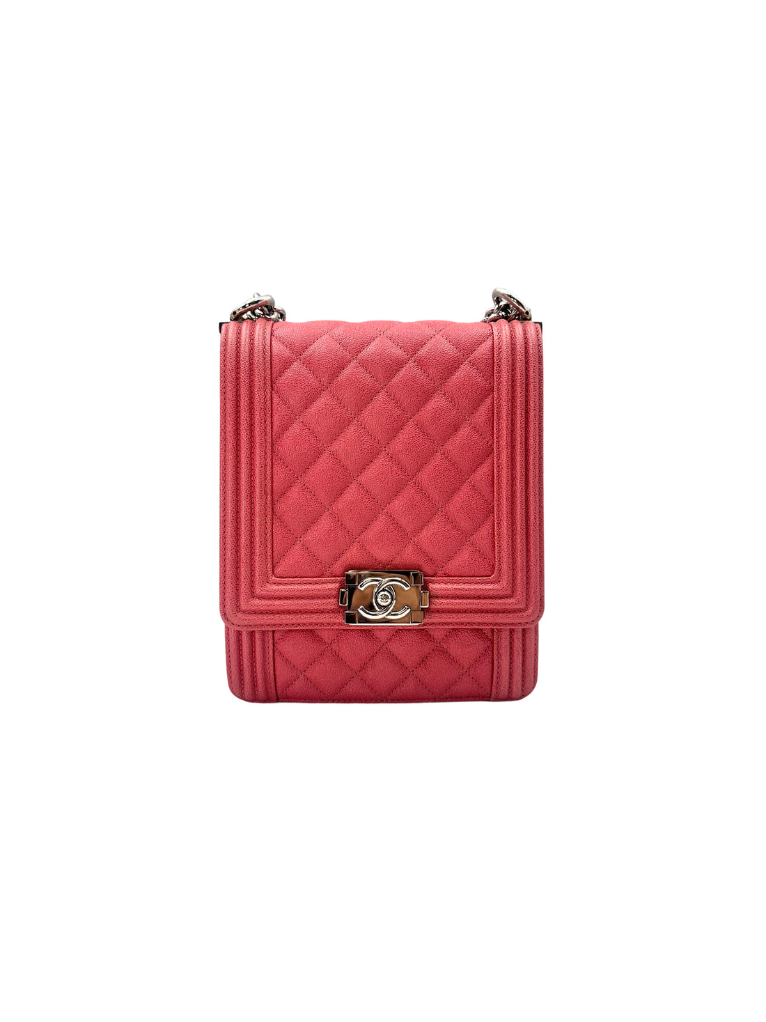 Chanel North South LeBoy Pink Quilted Leather Shoulder Bag With Gold Buckle(27***84) IRIS060