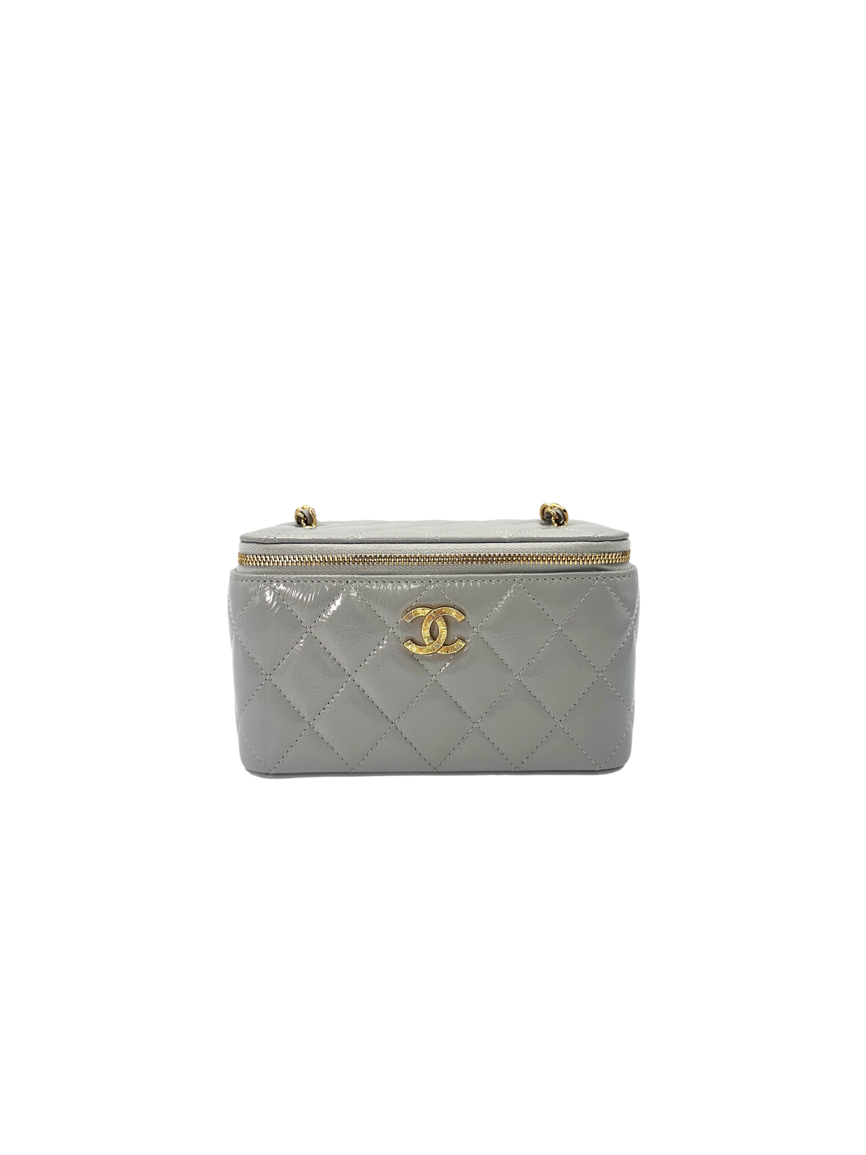 Chanel 24K Grey Quilted Leather Vanity Case(TA***AH) CC1503