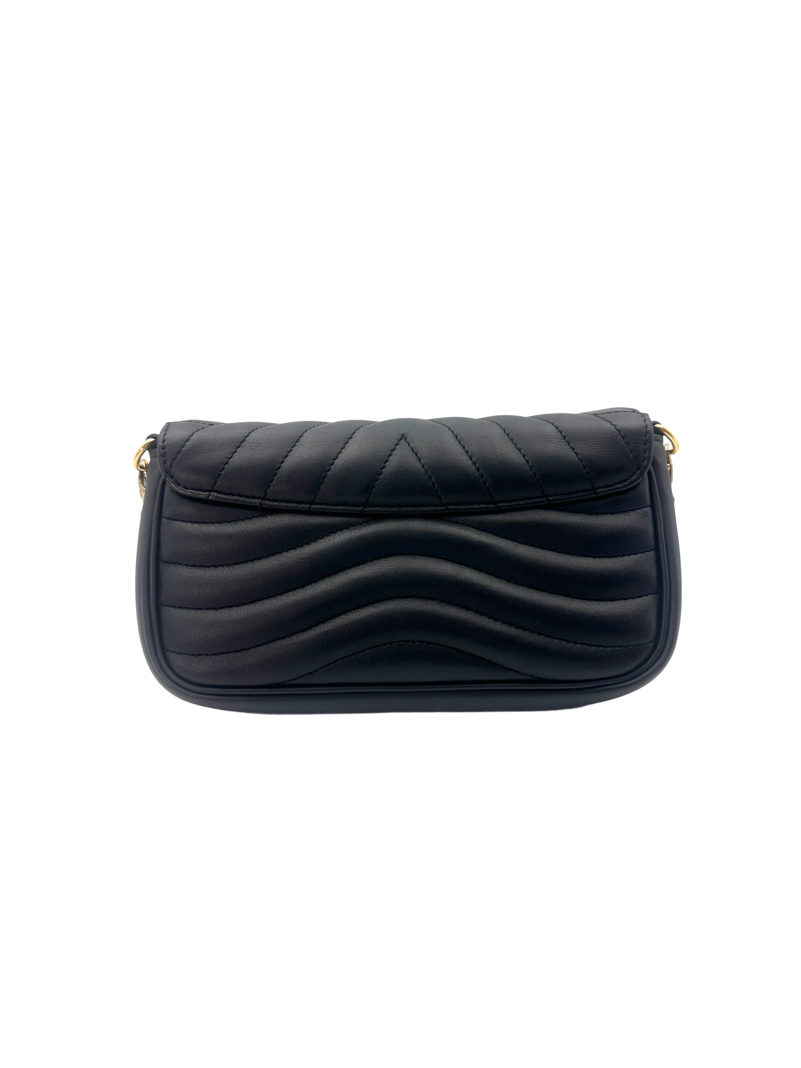 Louis Vuitton New Wave Black Chevron Quilted Leather Shoulder Bag LV2086