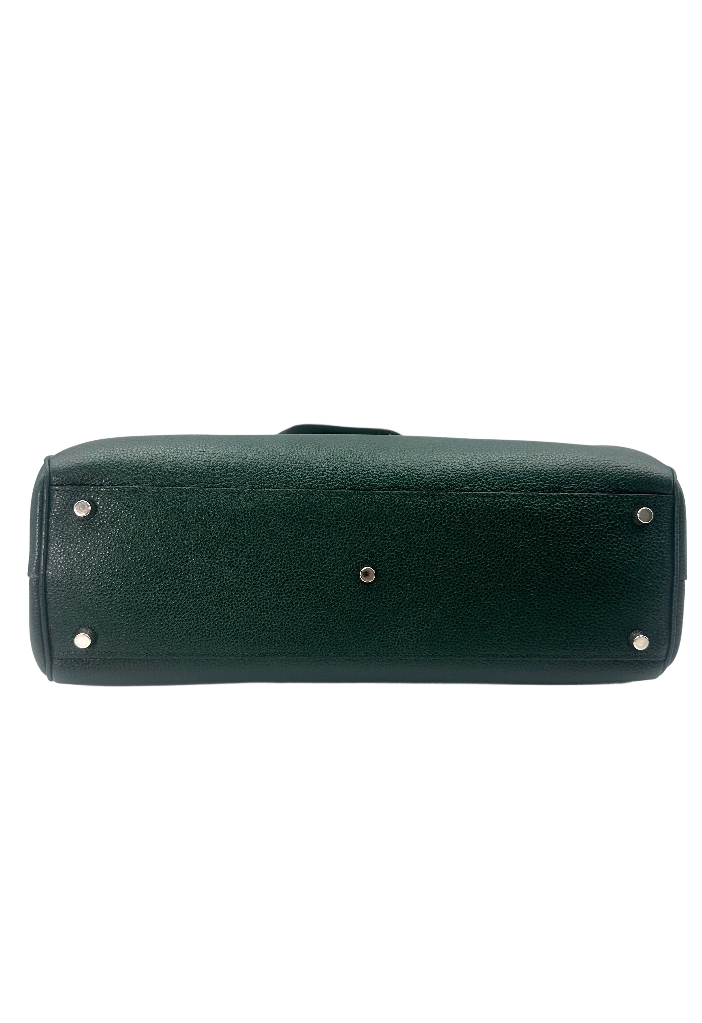 Gucci Zumi Dark Green Grainy Leather Handle Bag GG748