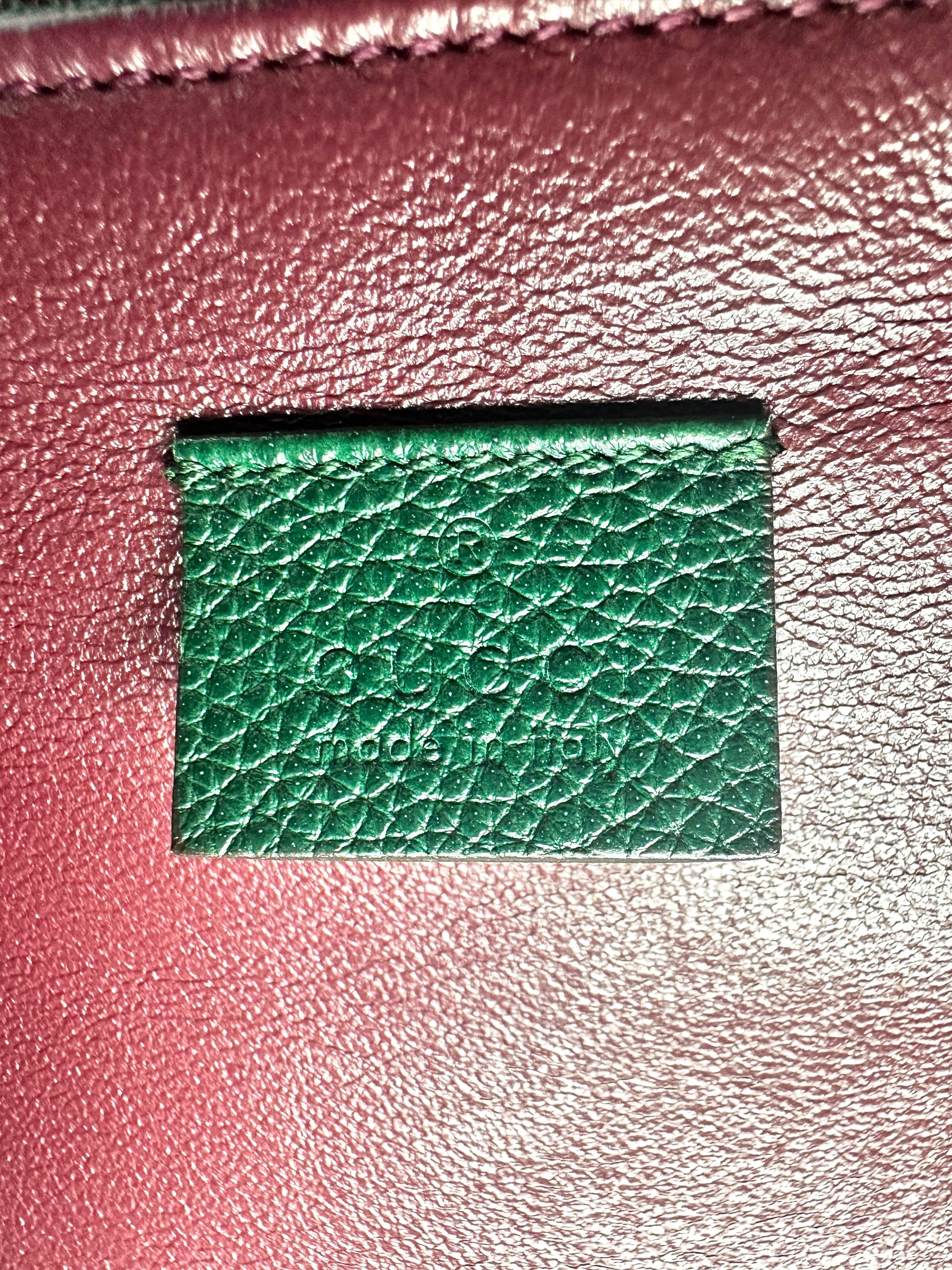 Gucci Zumi Dark Green Grainy Leather Handle Bag GG748