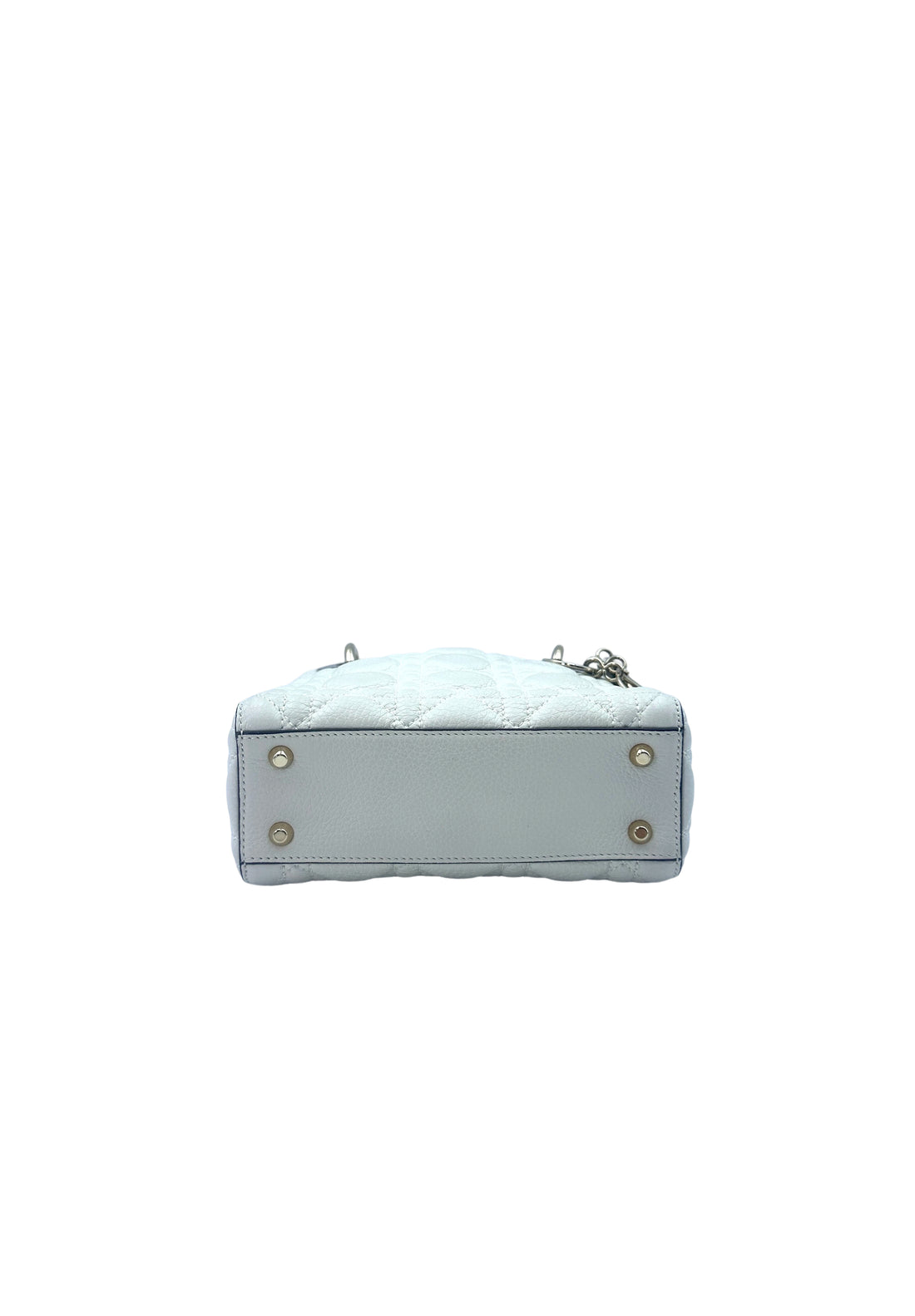 Christian Dior Lady Dior White Cannage Leather Handle Bag With Gold Charms DR549