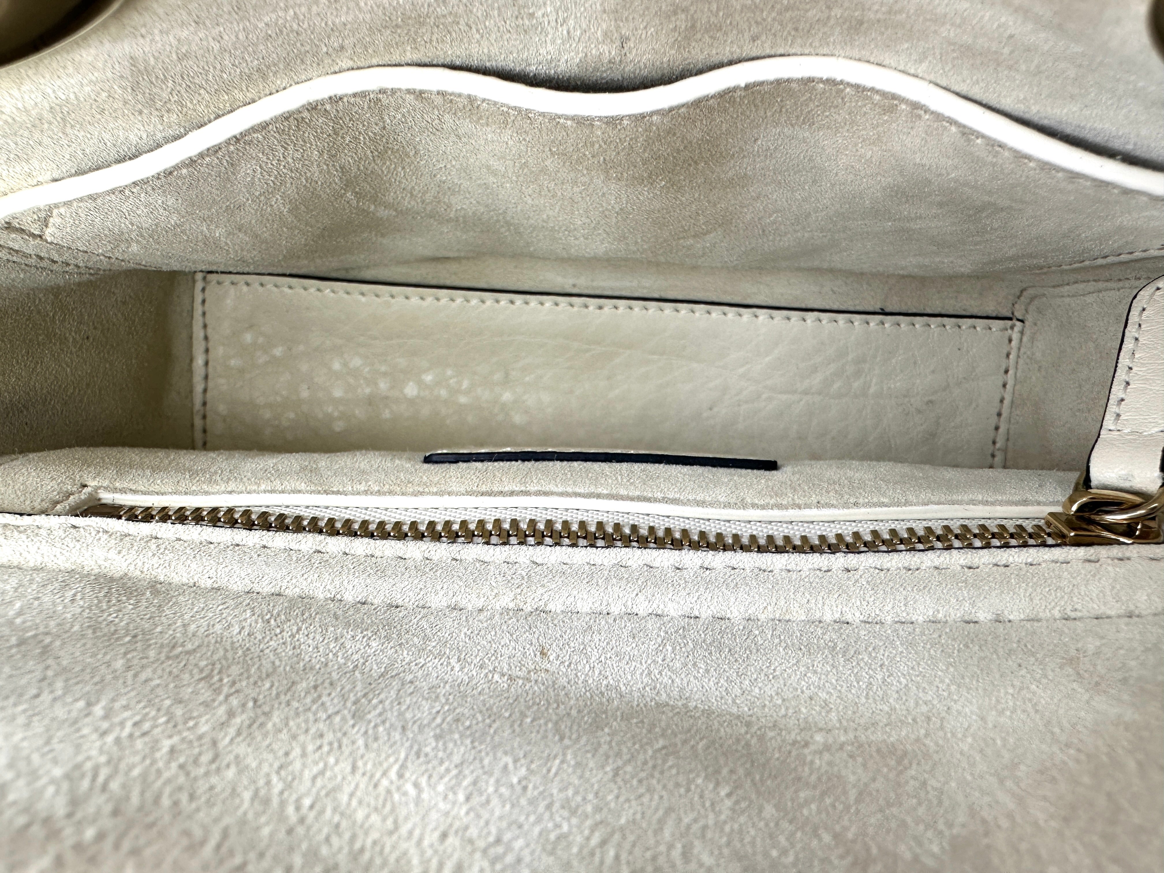 Christian Dior Lady Dior White Cannage Leather Handle Bag With Gold Charms DR549