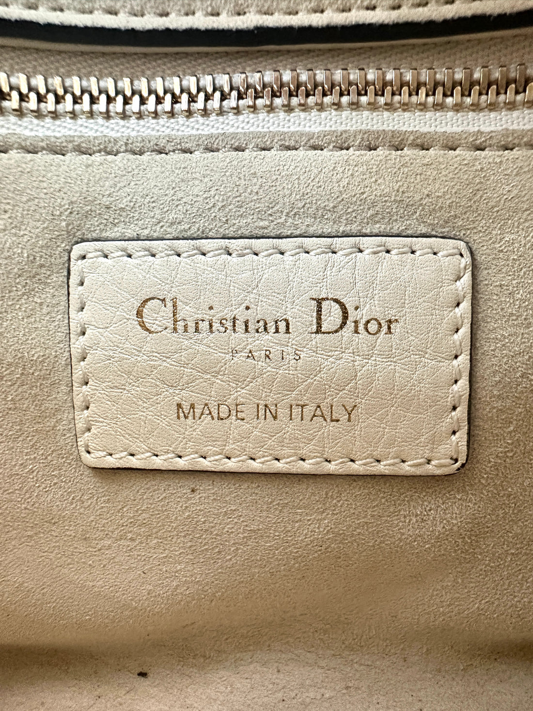 Christian Dior Lady Dior White Cannage Leather Handle Bag With Gold Charms DR549