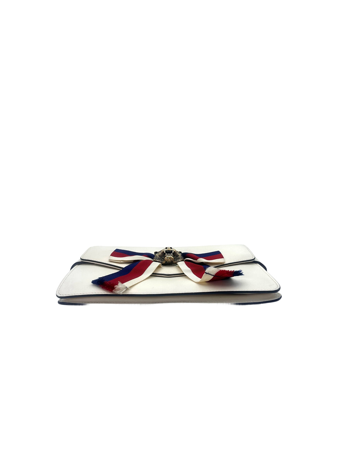 Gucci Broadway Animalier White Leather Shoulder Bag With Tiger Head GG745