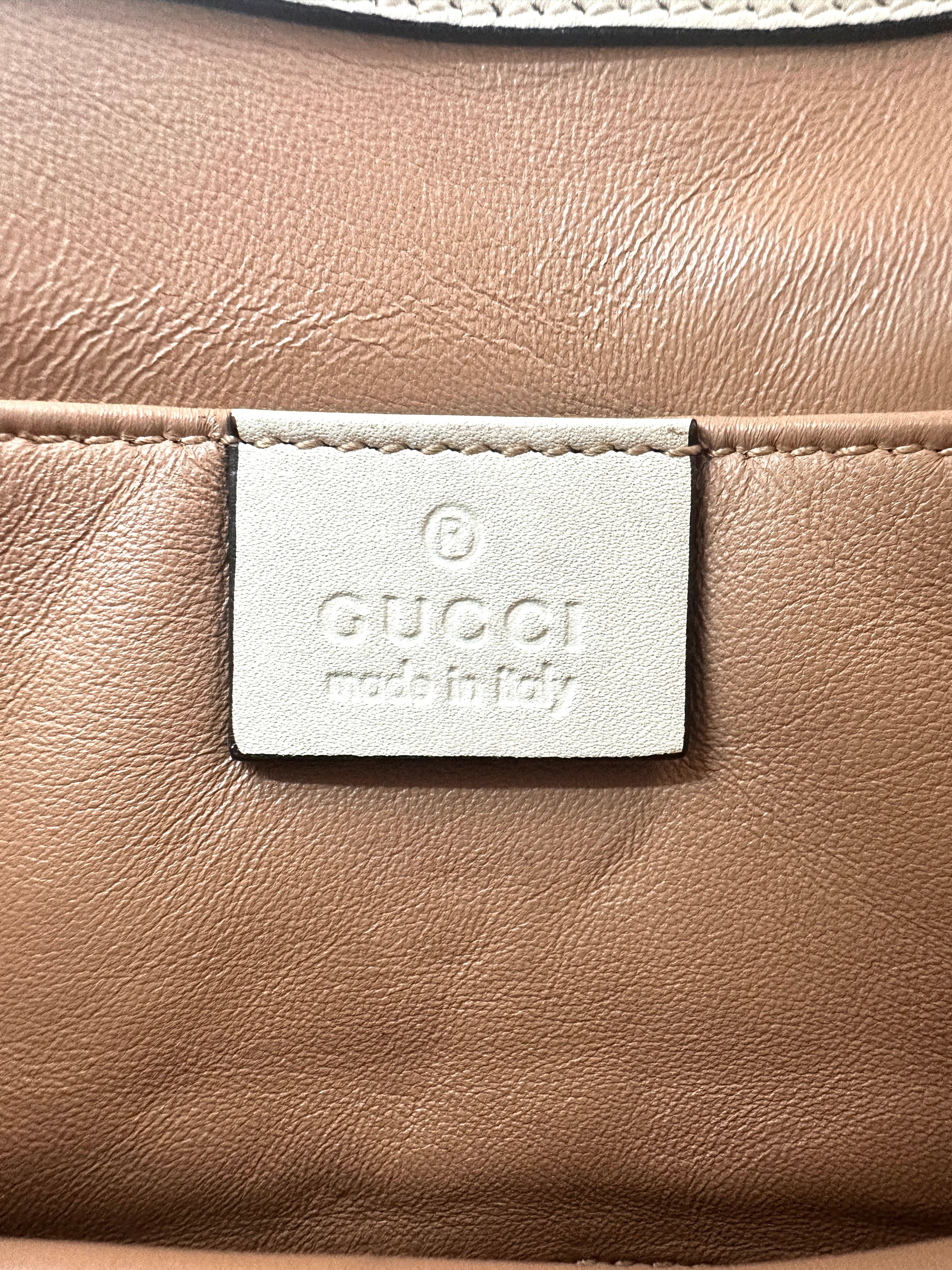 Gucci Broadway Animalier White Leather Shoulder Bag With Tiger Head GG745