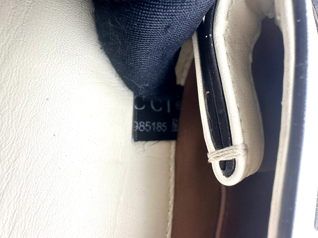 Gucci Broadway Animalier White Leather Shoulder Bag With Tiger Head GG745