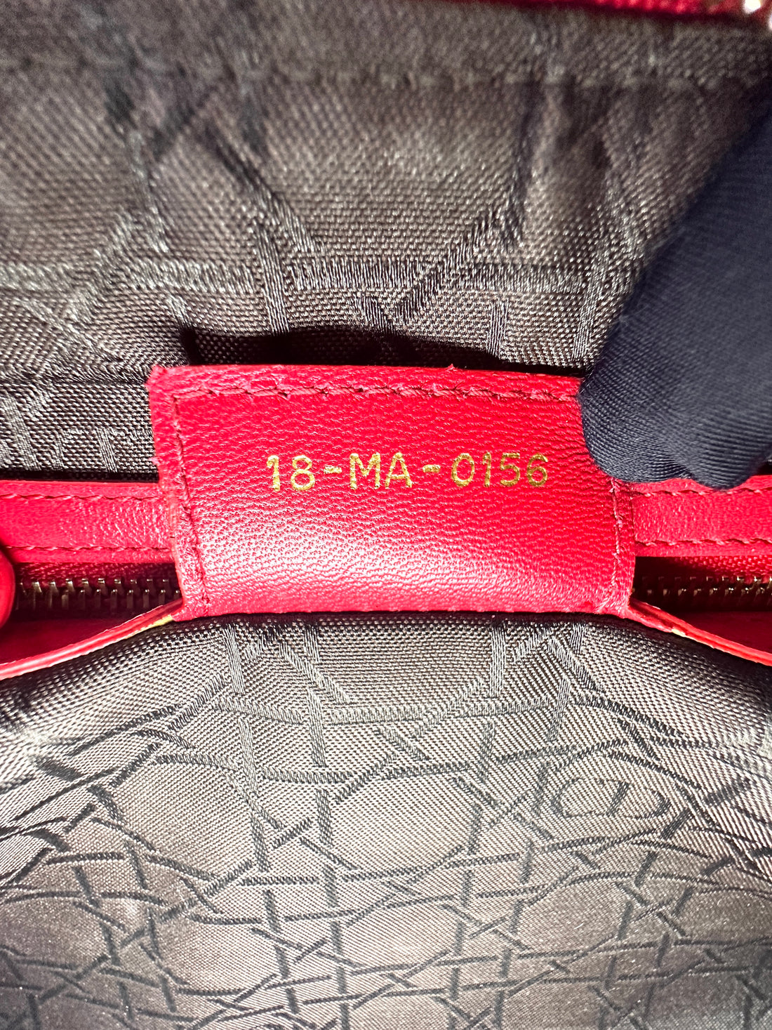 Christian Dior Lady Dior Red Cannage Leather Handle Bag With Gold Charms DR550