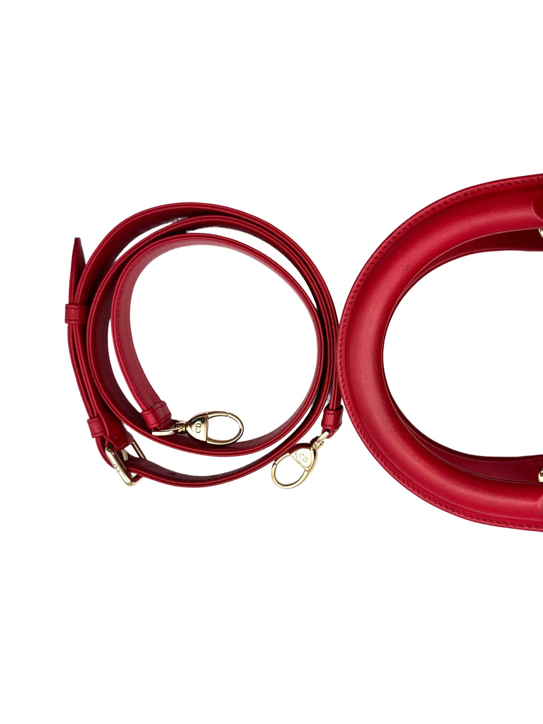Christian Dior Lady Dior Red Cannage Leather Handle Bag With Gold Charms DR550