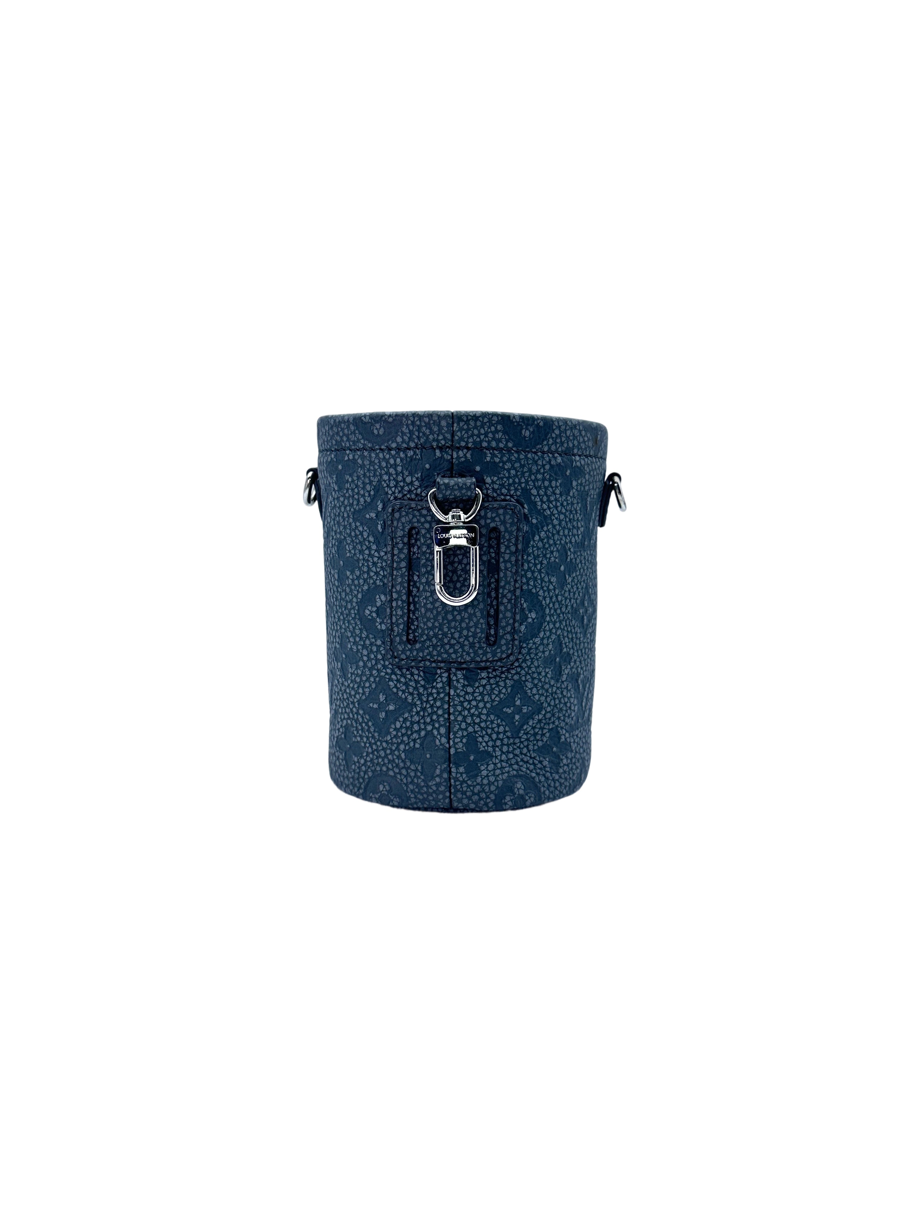 Louis Vuitton Climbing Chalk Pouch Gray Monogram Embossed Leather Bag IRIS061