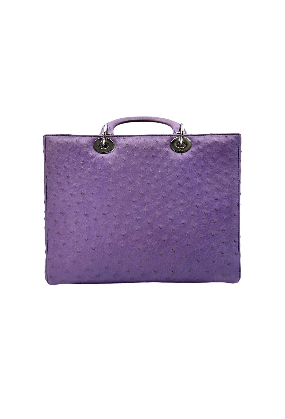 Christian Dior Lady Dior Purple Ostrich Leather Handle Bag With Silver Charms DR551
