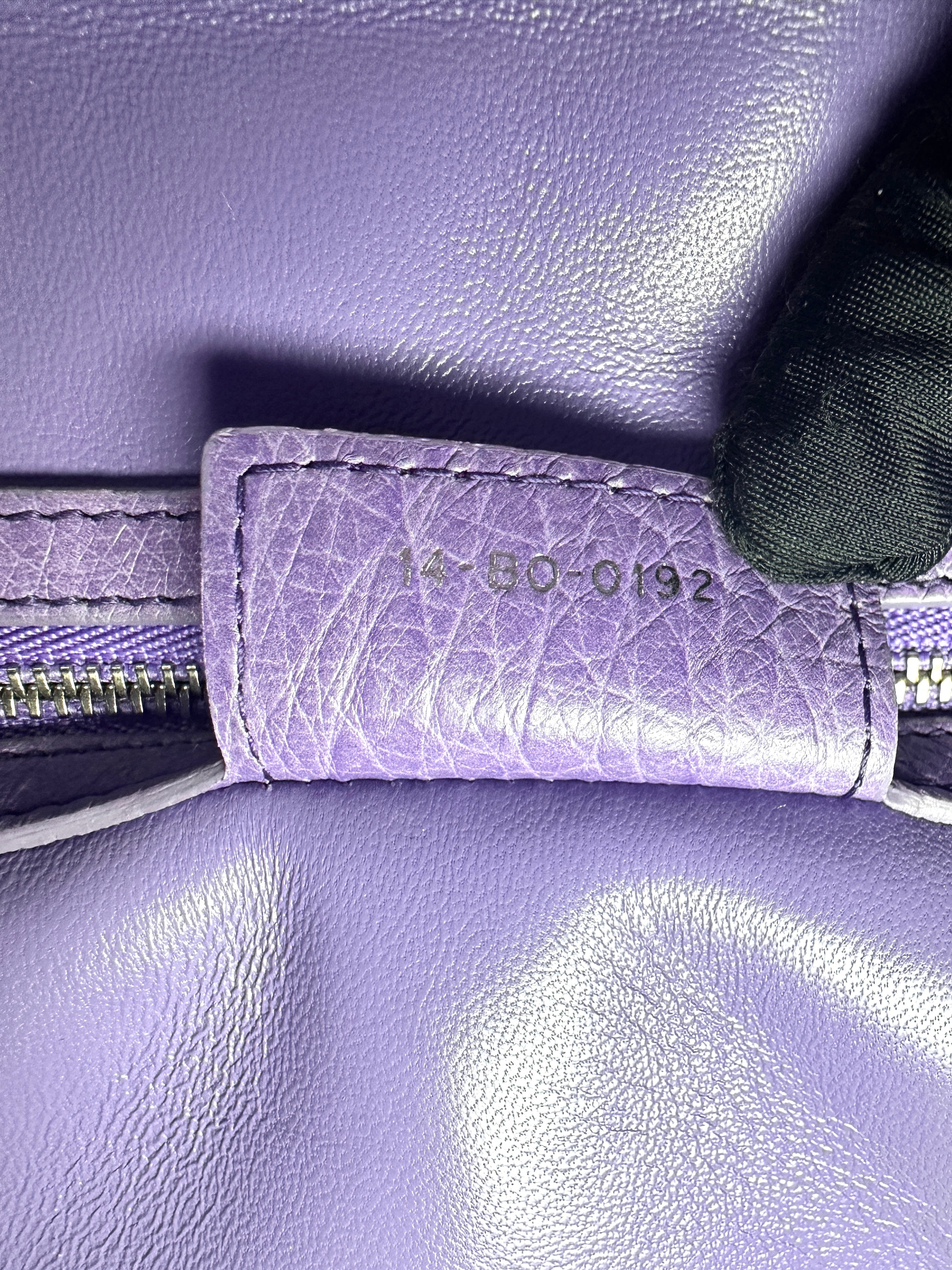 Christian Dior Lady Dior Purple Ostrich Leather Handle Bag With Silver Charms DR551