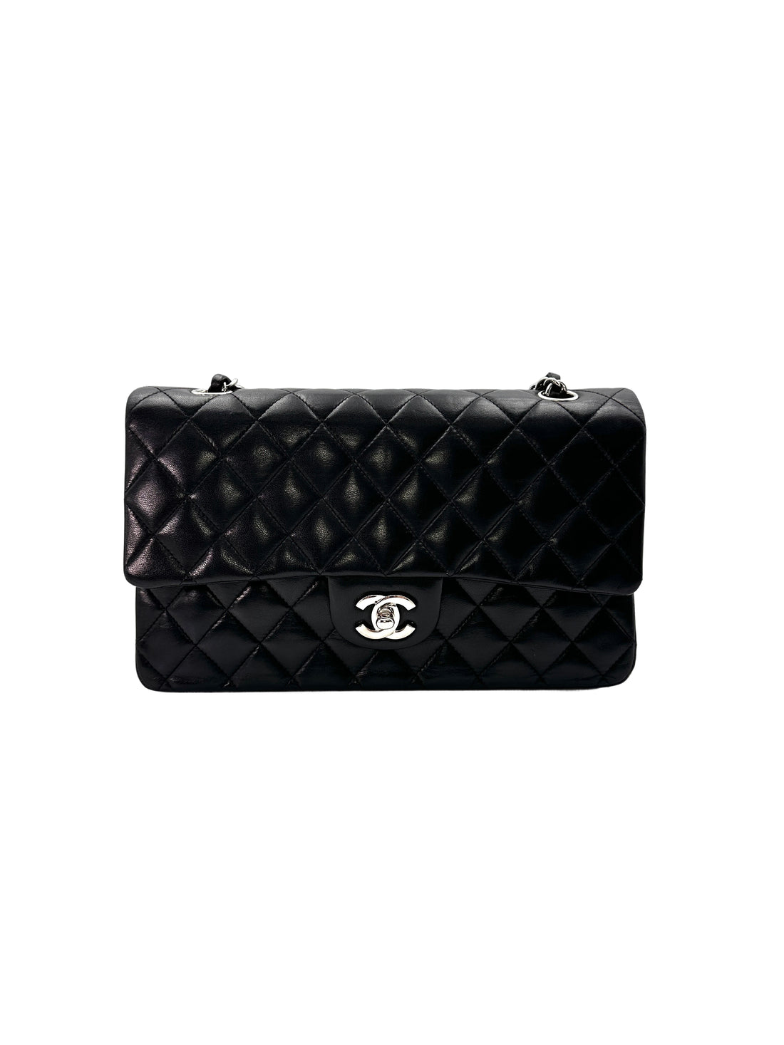 Chanel Classic Flap Black Quilted Lambskin Medium Size Flap Bag With Silver Buckle(13***46) CC1510