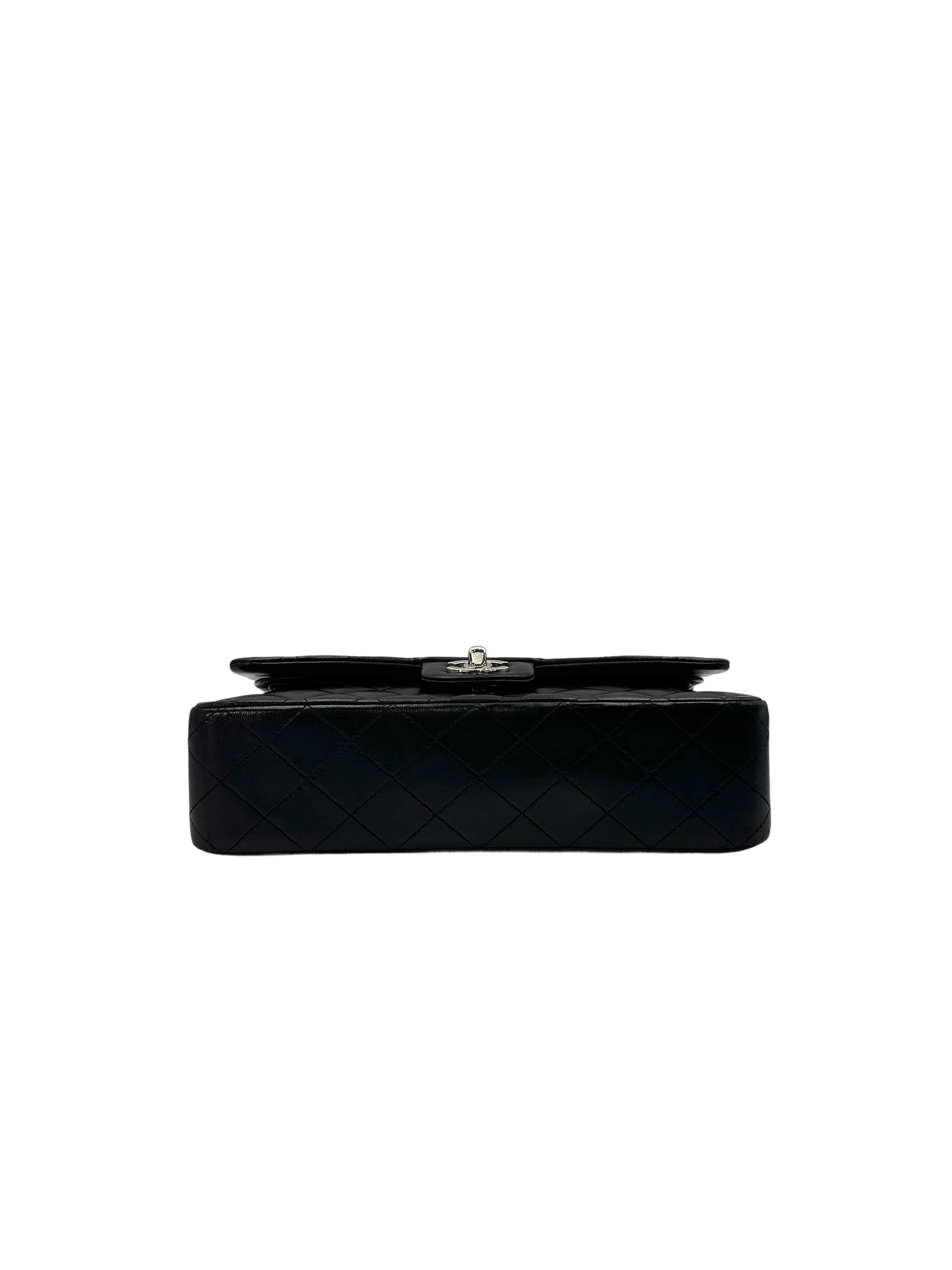 Chanel Classic Flap Black Quilted Lambskin Medium Size Flap Bag With Silver Buckle(13***46) CC1510