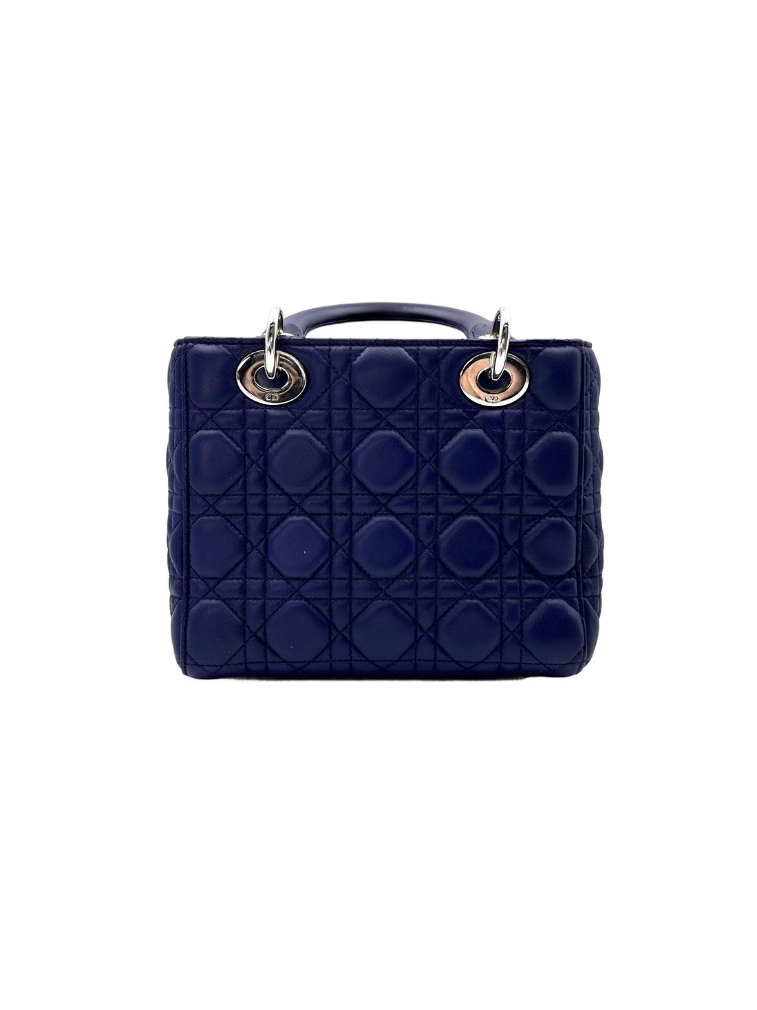 Christian Dior Lady Dior Blue Cannage Lambskin Handle Bag With Silver Charms DR552