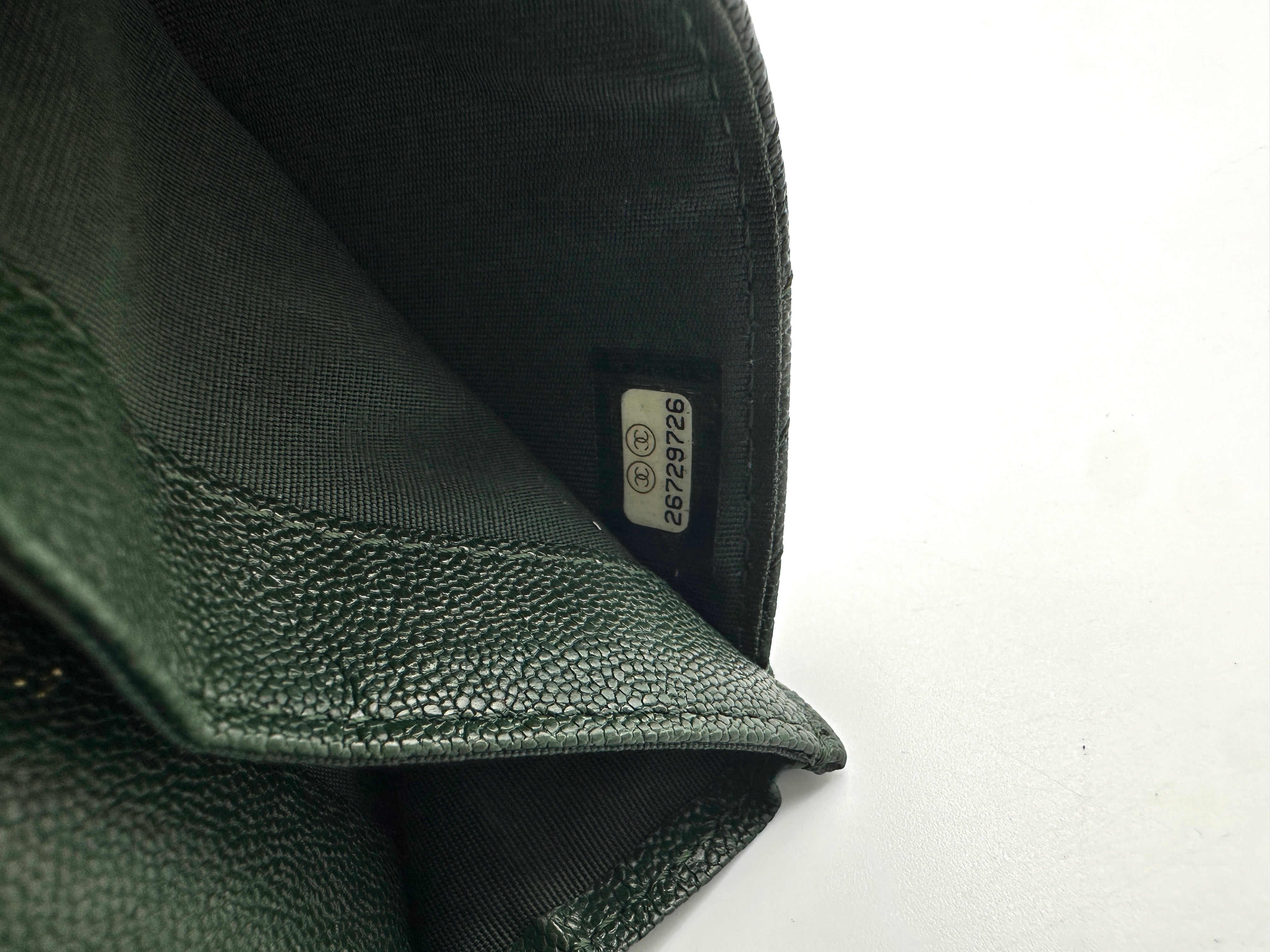 Chanel LeBoy Green Chevron Quilted Leather Flap Wallet With Gold Buckle(26***26) CC1509