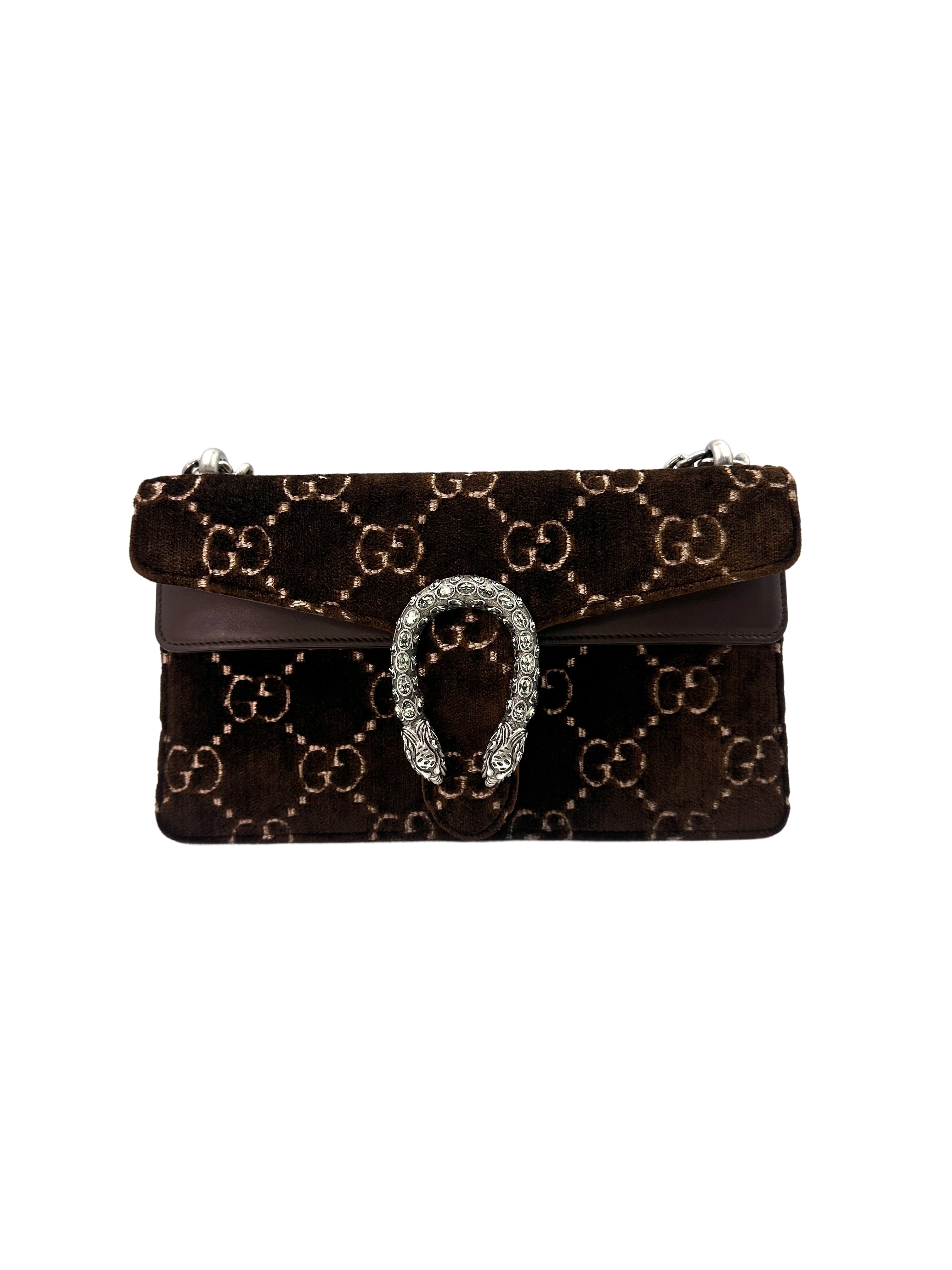 Gucci Dionysus GG Brown Velvet Medium Size Shoulder Bag GG753