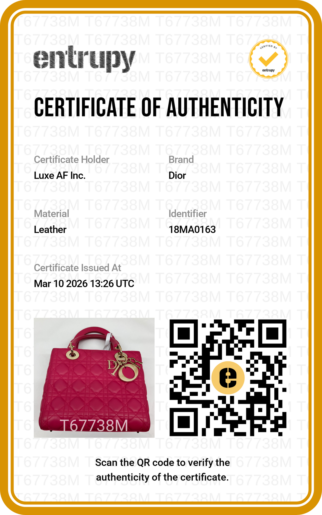 Christian Dior Lady Dior Pink Cannage Leather Handle Bag With Gold Charms DR569