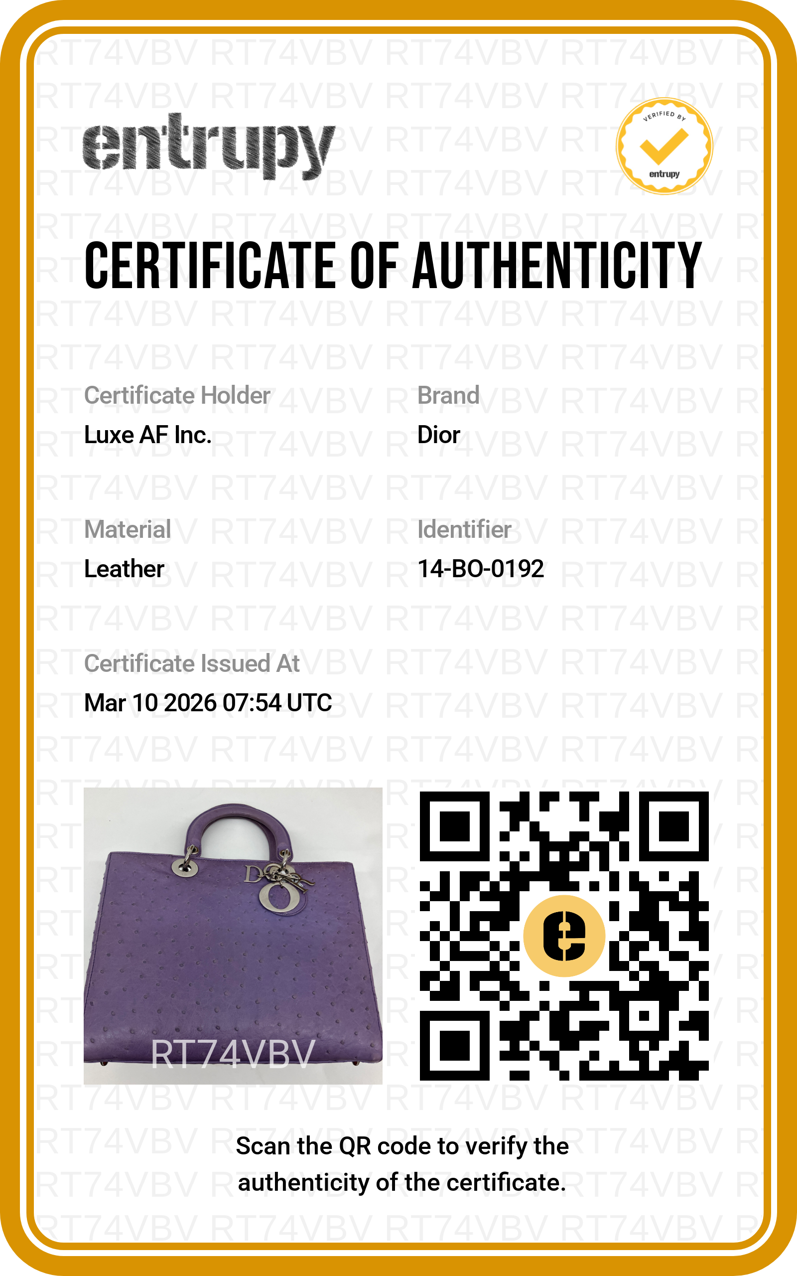 Christian Dior Lady Dior Purple Ostrich Leather Handle Bag With Silver Charms DR551
