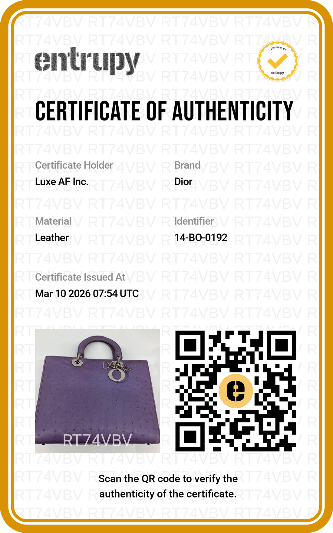 Christian Dior Lady Dior Purple Ostrich Leather Handle Bag With Silver Charms DR551