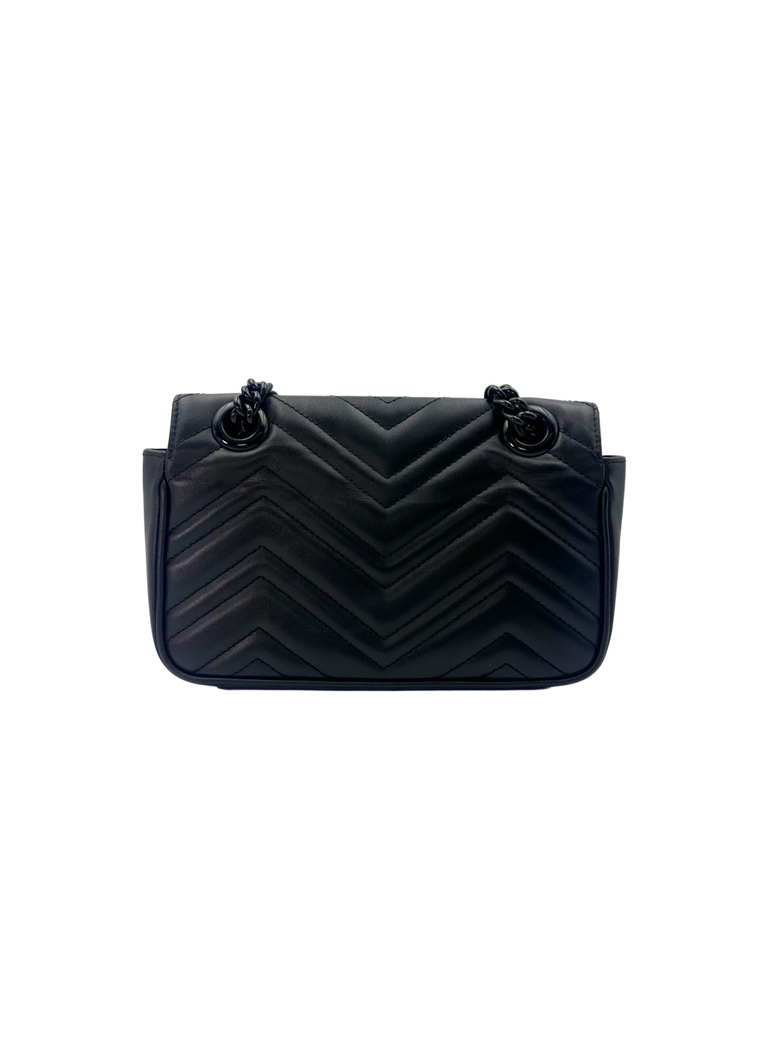 Gucci GG Marmont Black Chevron Leather Small Size Shoulder Bag GG749