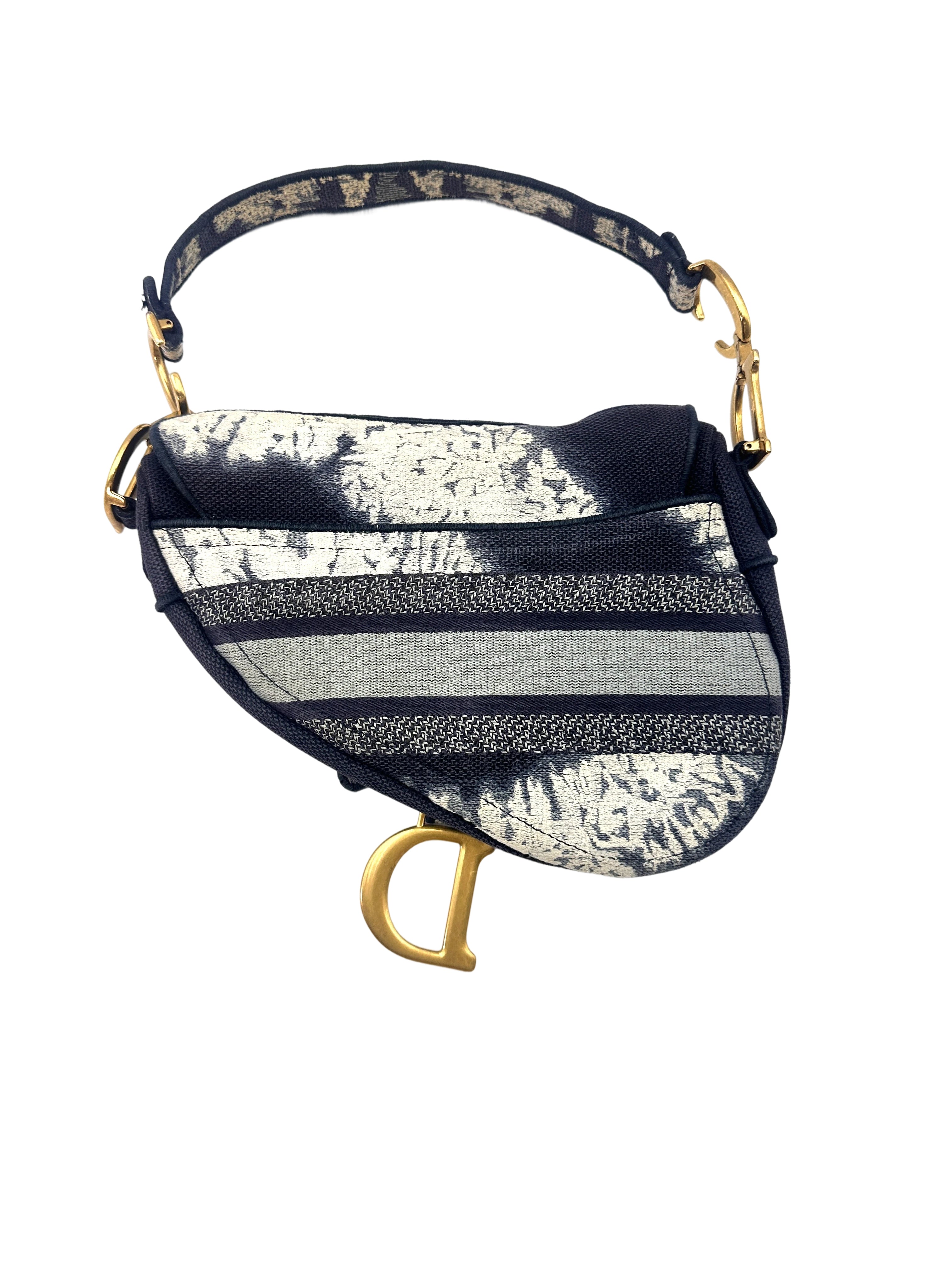 Christian Dior Signature Logo Canvas Embroidered Medium Size Saddle Bag DR553