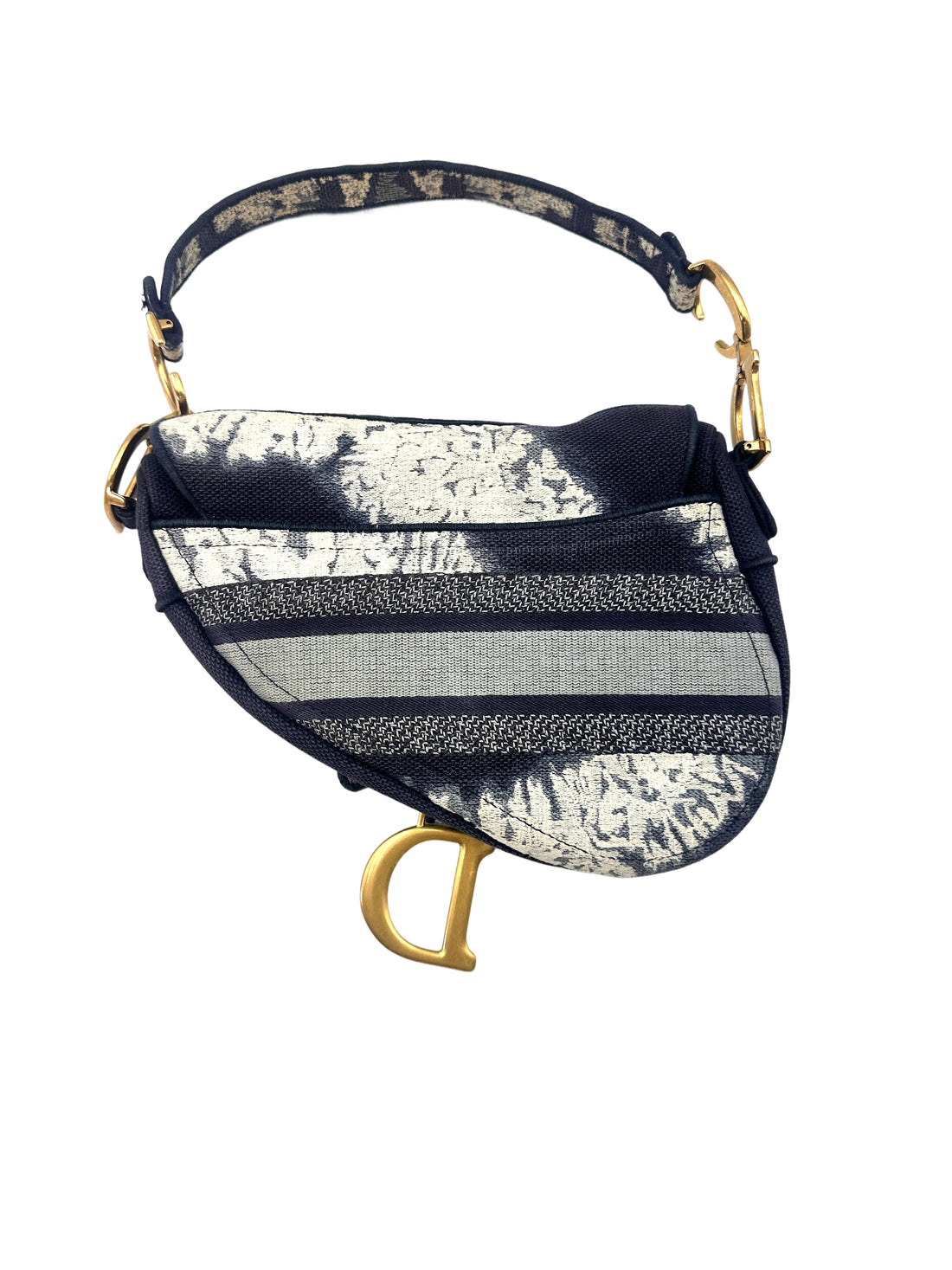 Christian Dior Signature Logo Canvas Embroidered Medium Size Saddle Bag DR553