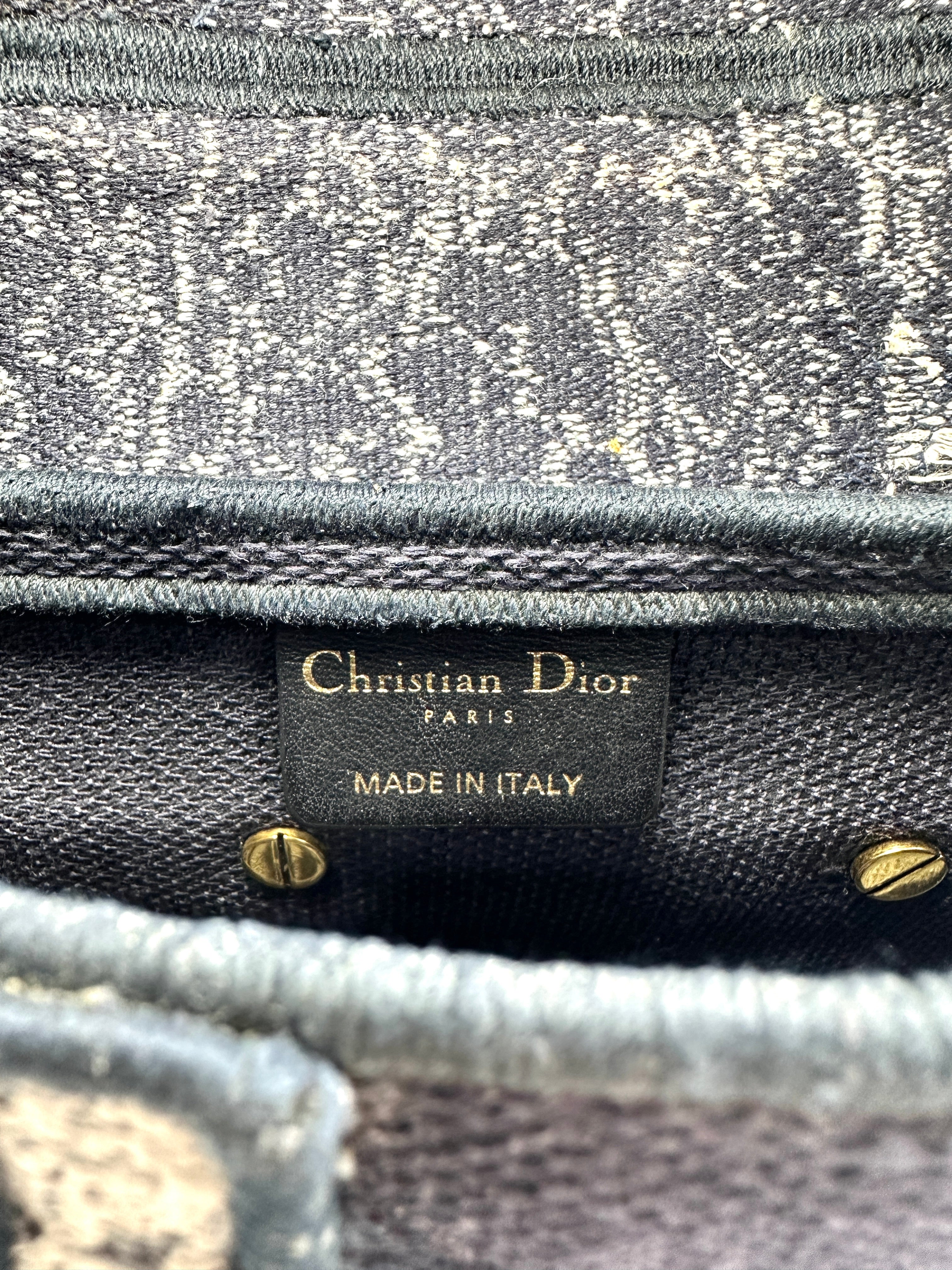 Christian Dior Signature Logo Canvas Embroidered Medium Size Saddle Bag DR553