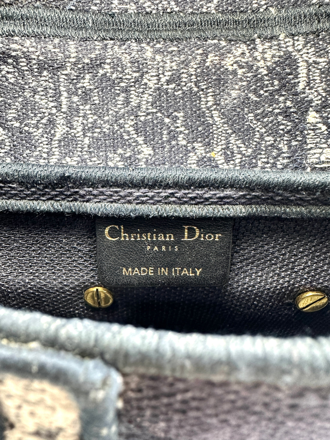 Christian Dior Signature Logo Canvas Embroidered Medium Size Saddle Bag DR553