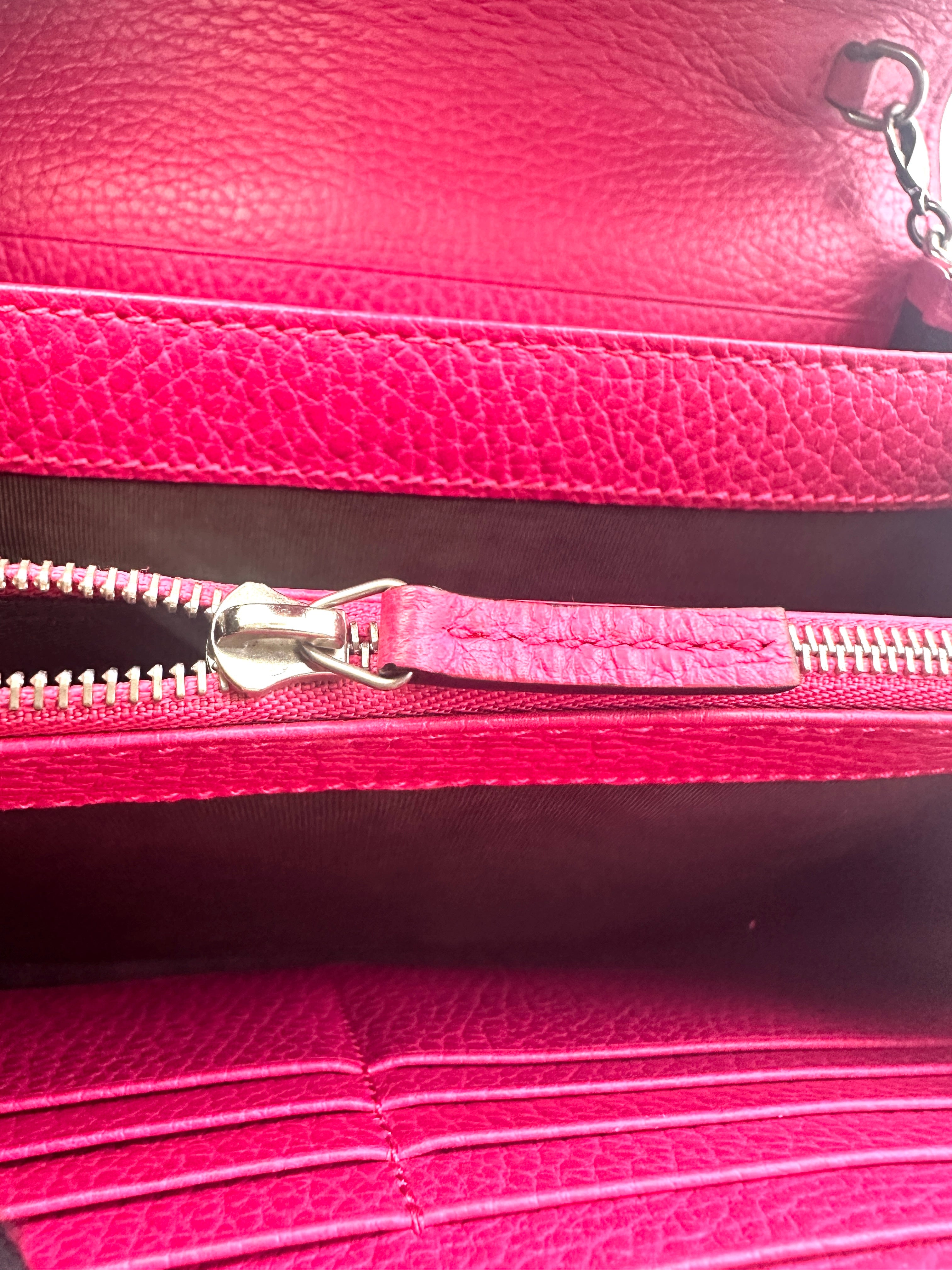 Gucci Dionysus Pink Leather Wallet On Chain GG750