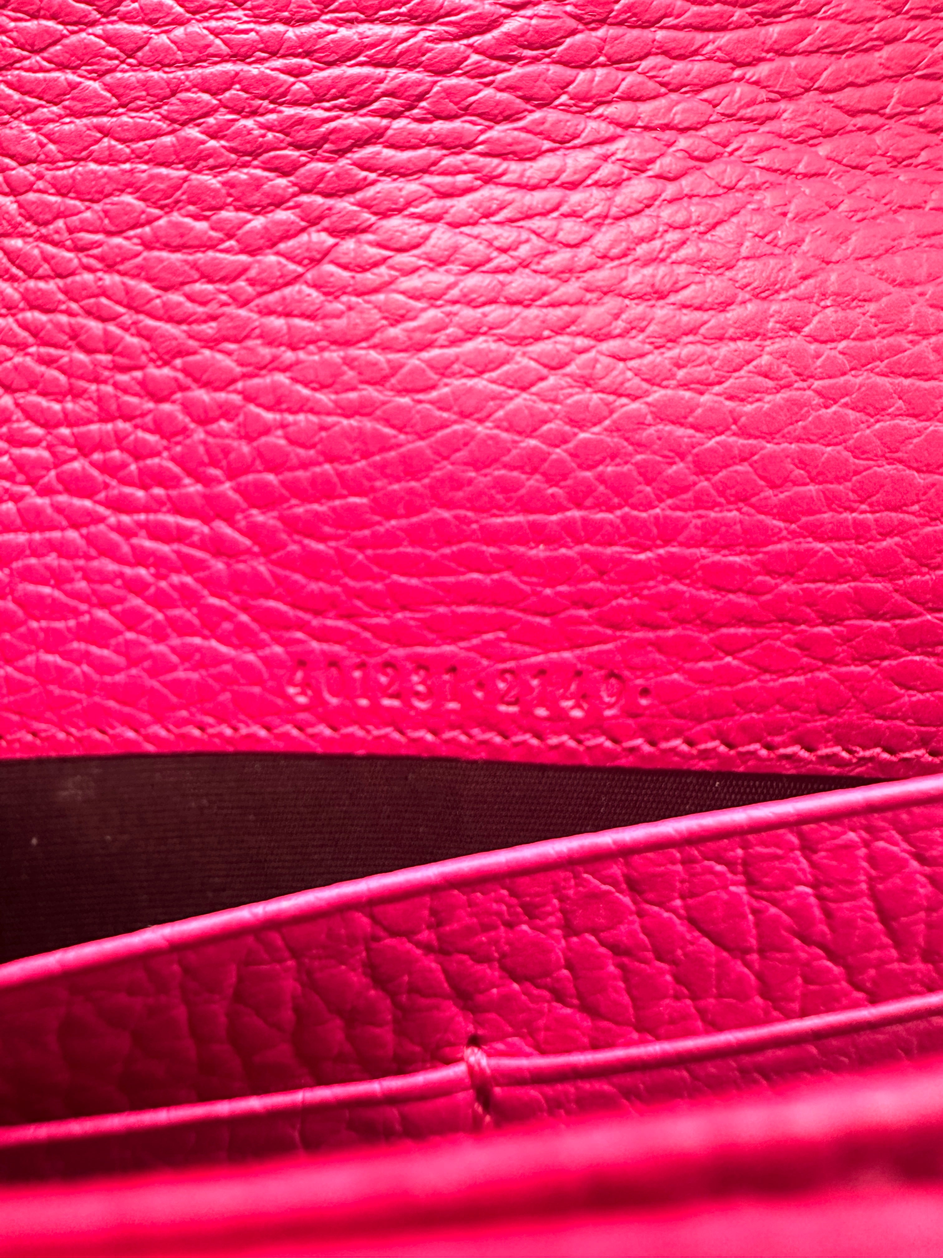 Gucci Dionysus Pink Leather Wallet On Chain GG750