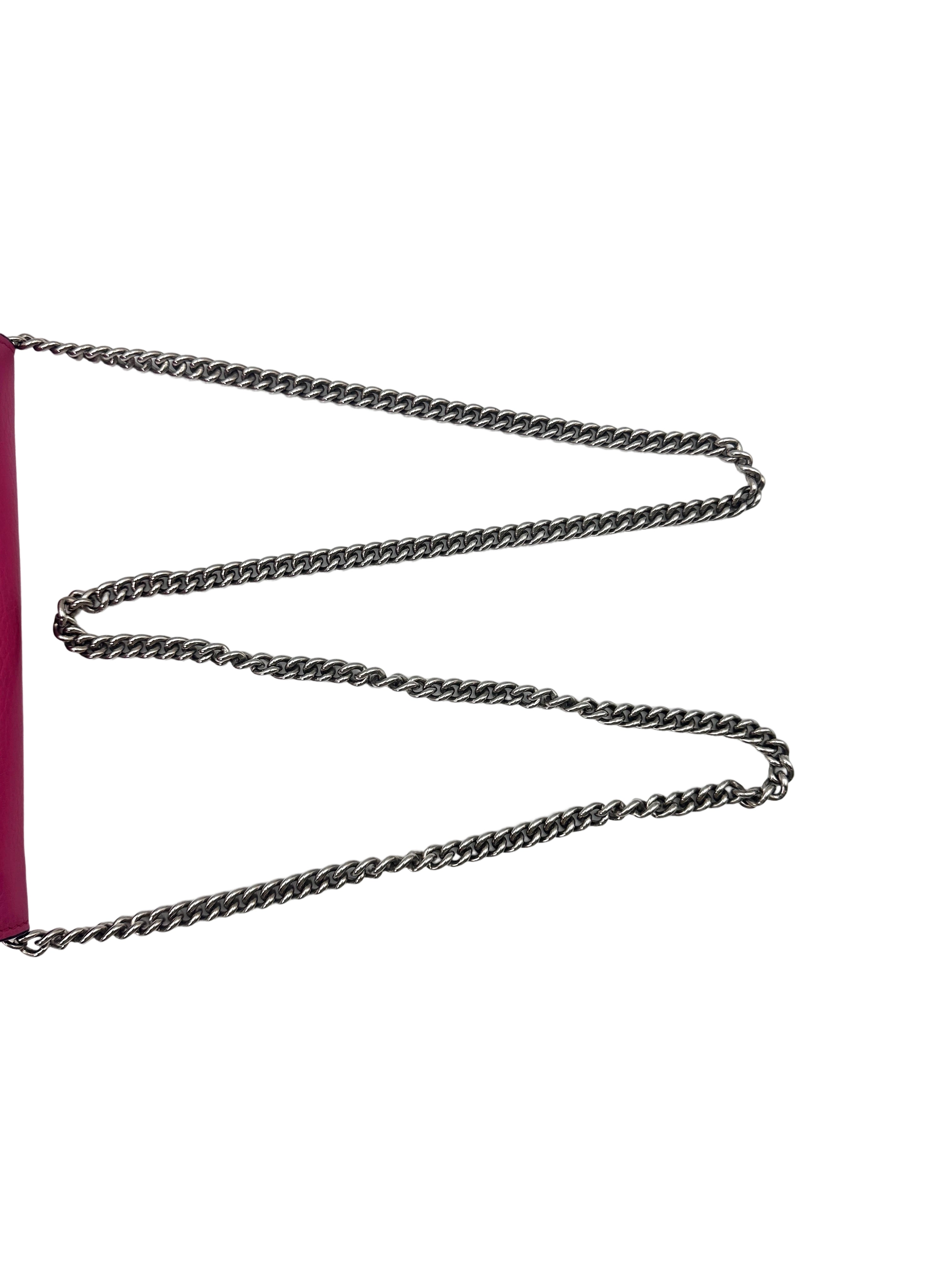 Gucci Dionysus Pink Leather Wallet On Chain GG750