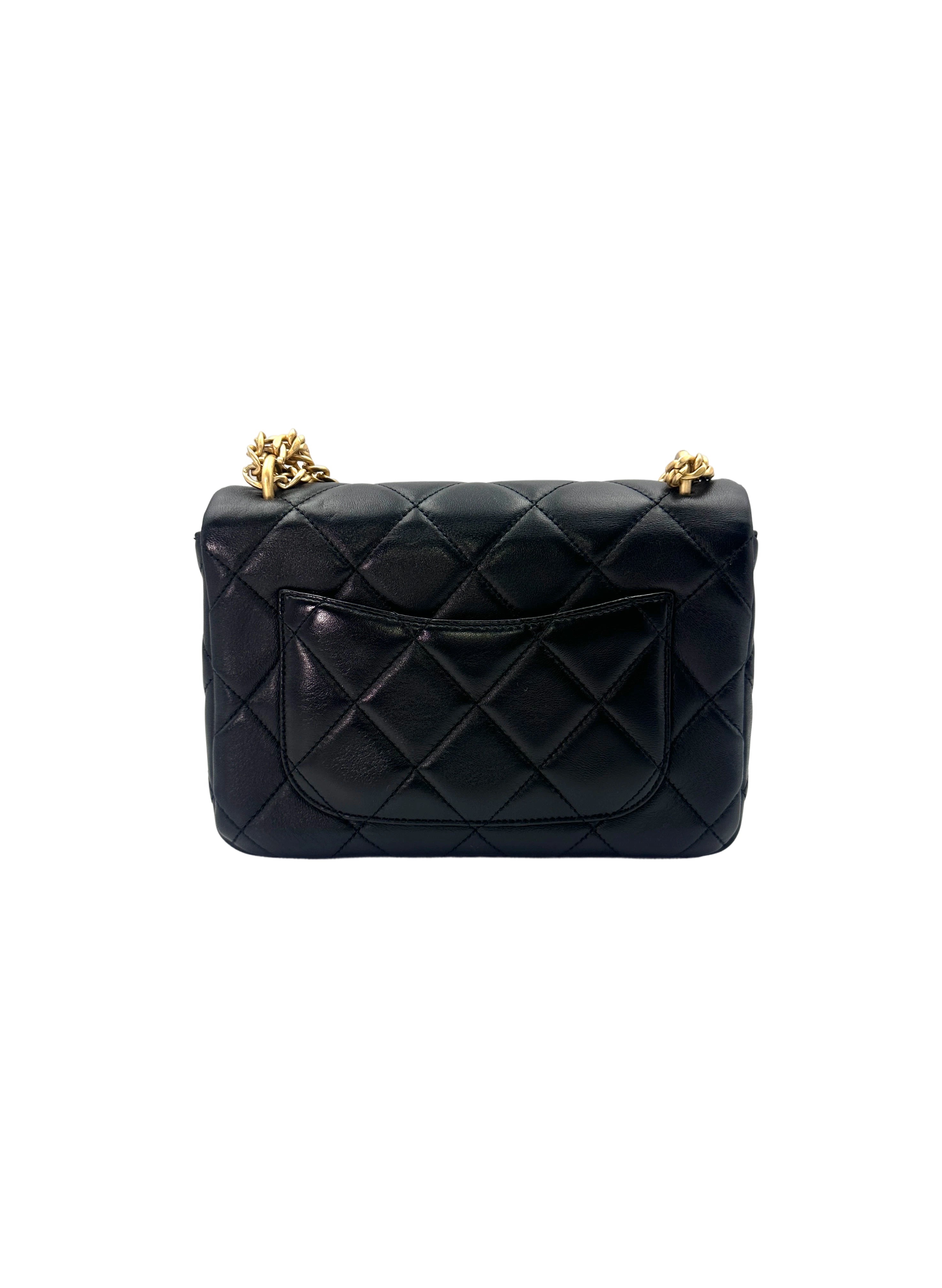 Chanel 22P Black Quilted Leather Mini Flap Bag With Gold Hardware(T2***8C) CC1514