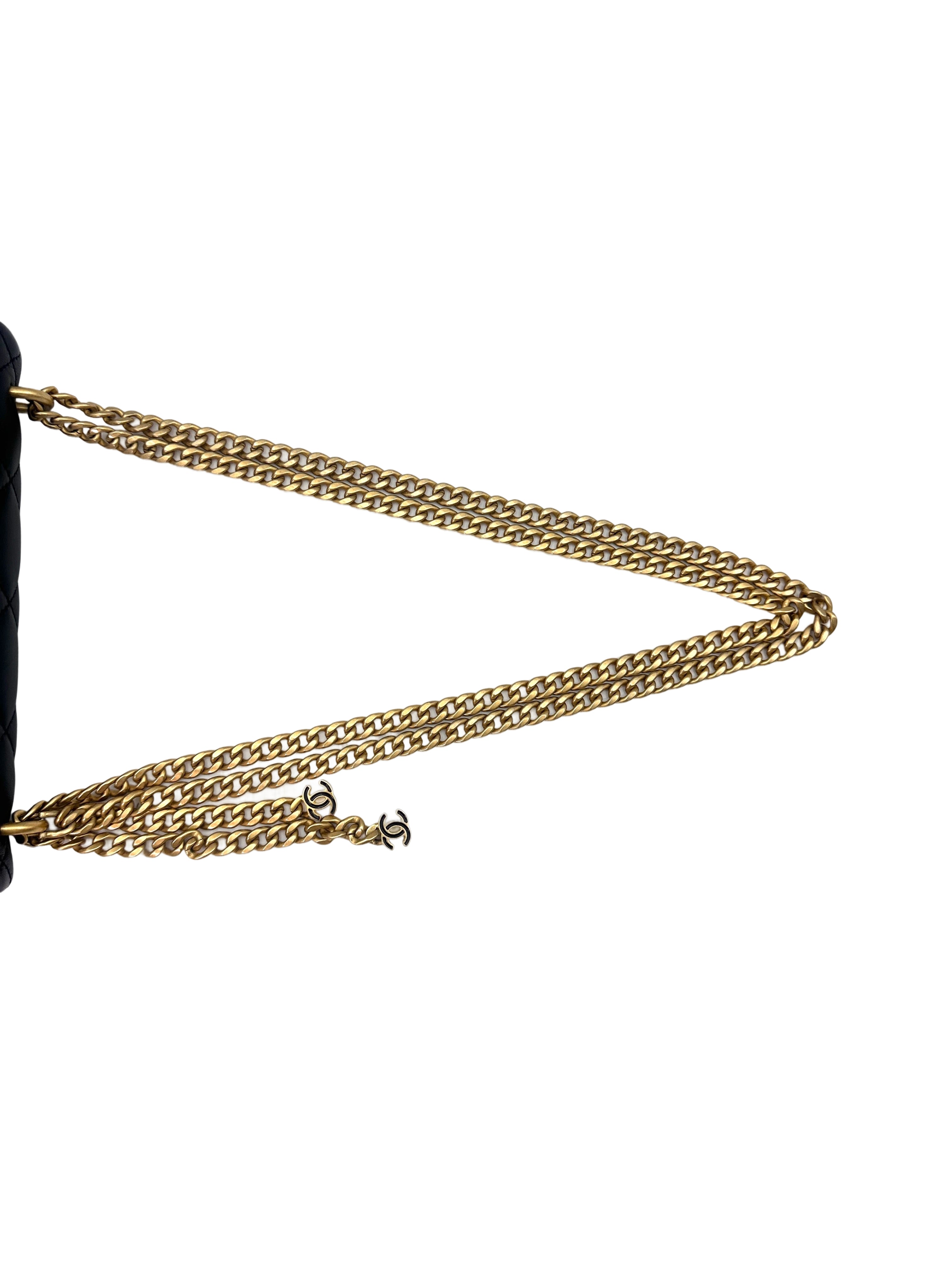 Chanel 22P Black Quilted Leather Mini Flap Bag With Gold Hardware(T2***8C) CC1514