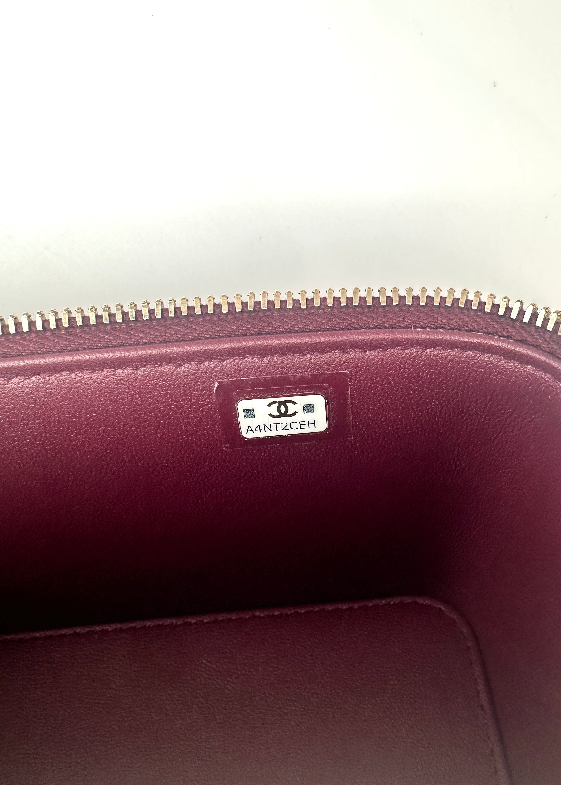 Chanel Dark Red Quilted Leather Top Handle Vanity Case(A4***EH) CC1515