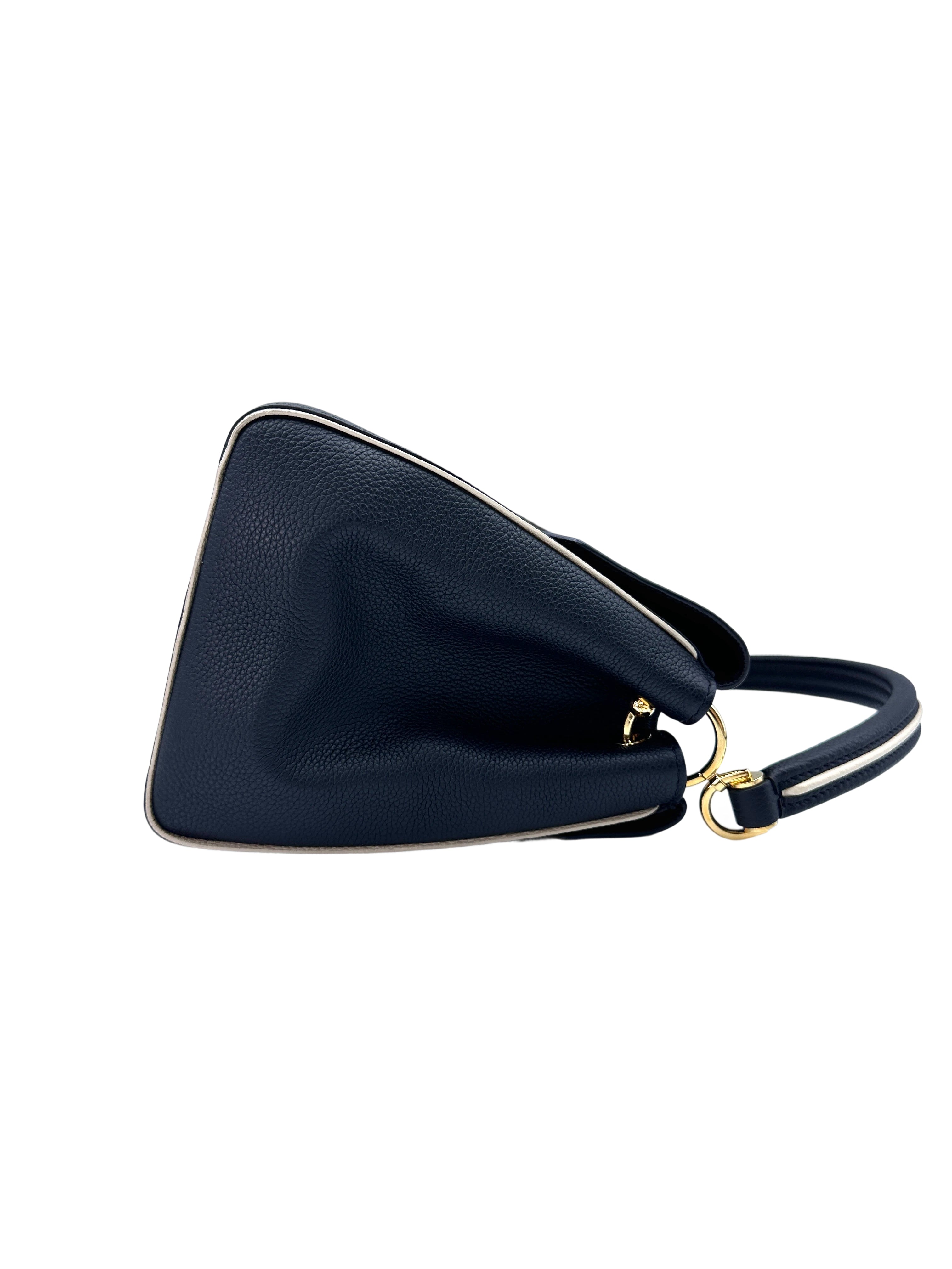 Louis Vuitton Double V Monogram Canvas Black Leather Handle Bag IRIS068