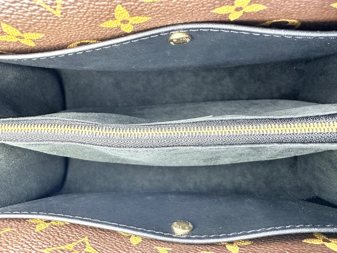 Louis Vuitton Double V Monogram Canvas Black Leather Handle Bag IRIS068