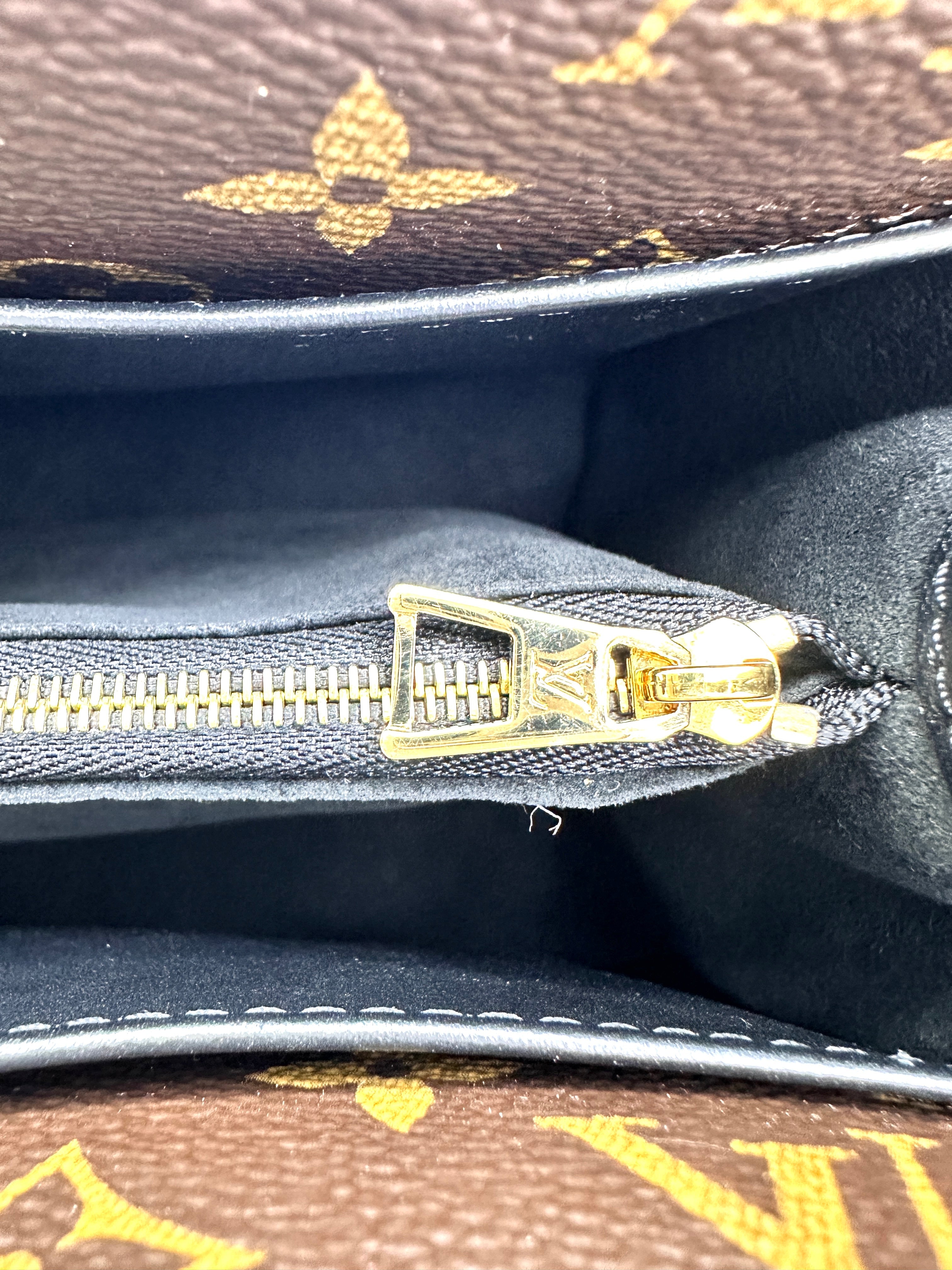 Louis Vuitton Double V Monogram Canvas Black Leather Handle Bag IRIS068