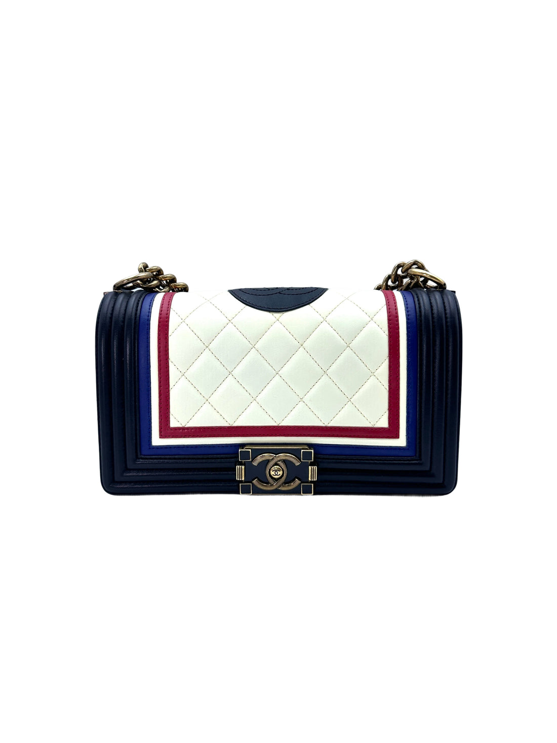 Chanel LeBoy Multicolor Quilted Leather Flap Bag With Gold Buckle(21***09) CC1517