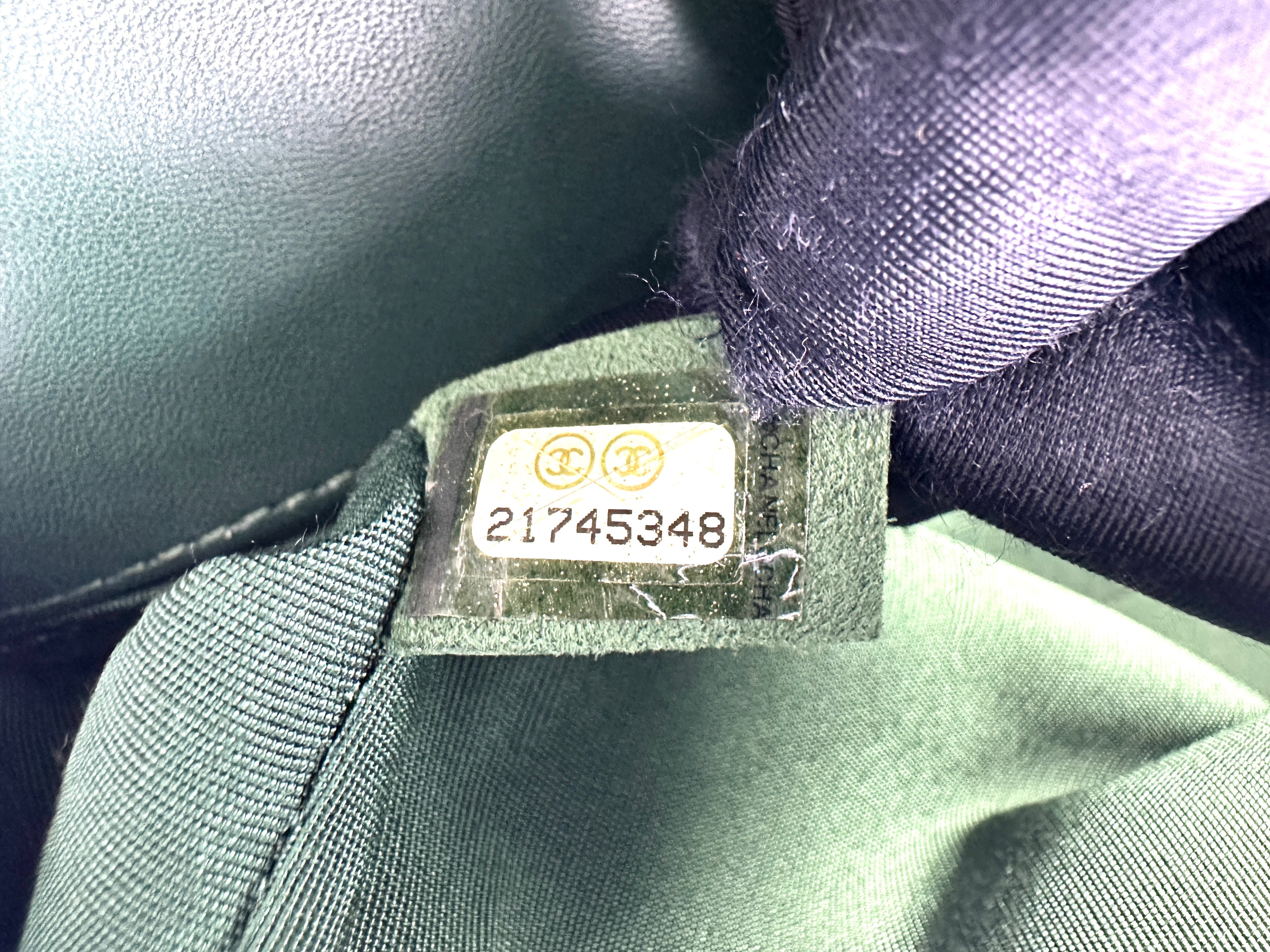 Chanel LeBoy Green Quilted  Leather Flap Bag With Silver Buckle(21***48) CC1519