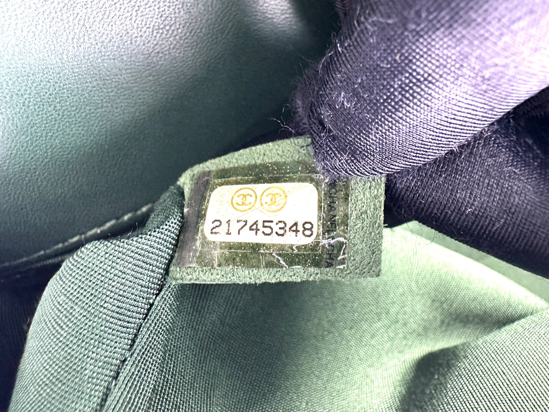 Chanel LeBoy Green Quilted  Leather Flap Bag With Silver Buckle(21***48) CC1519