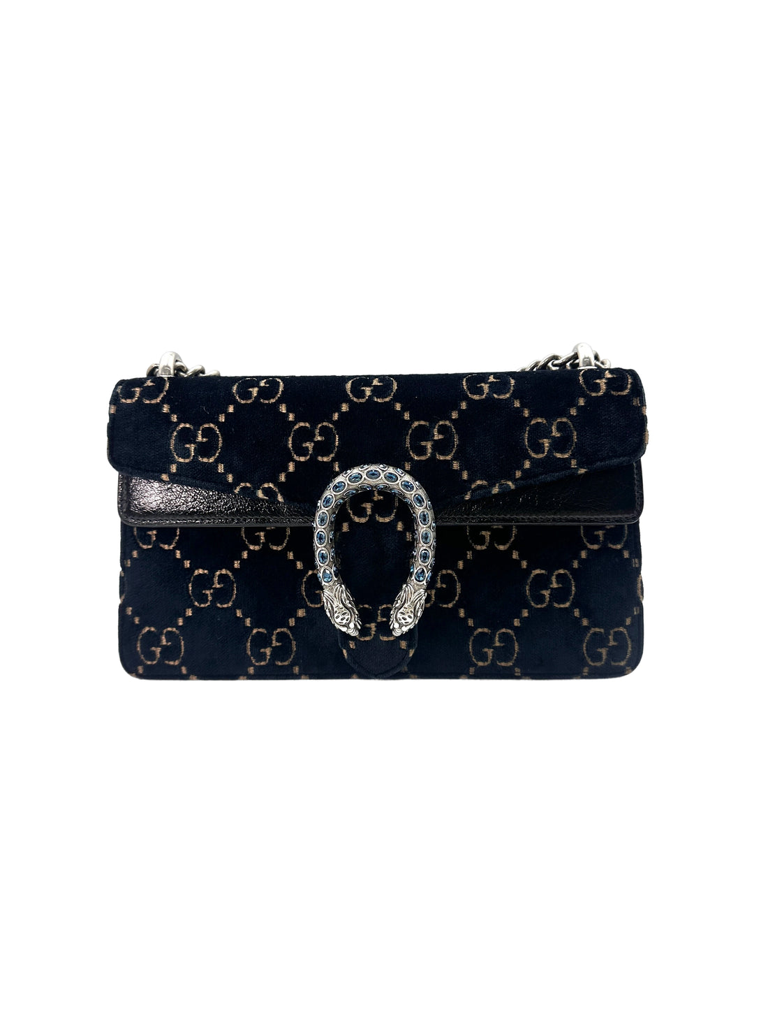 Gucci Dionysus GG Navy Velvet Medium Size Shoulder Bag GG756