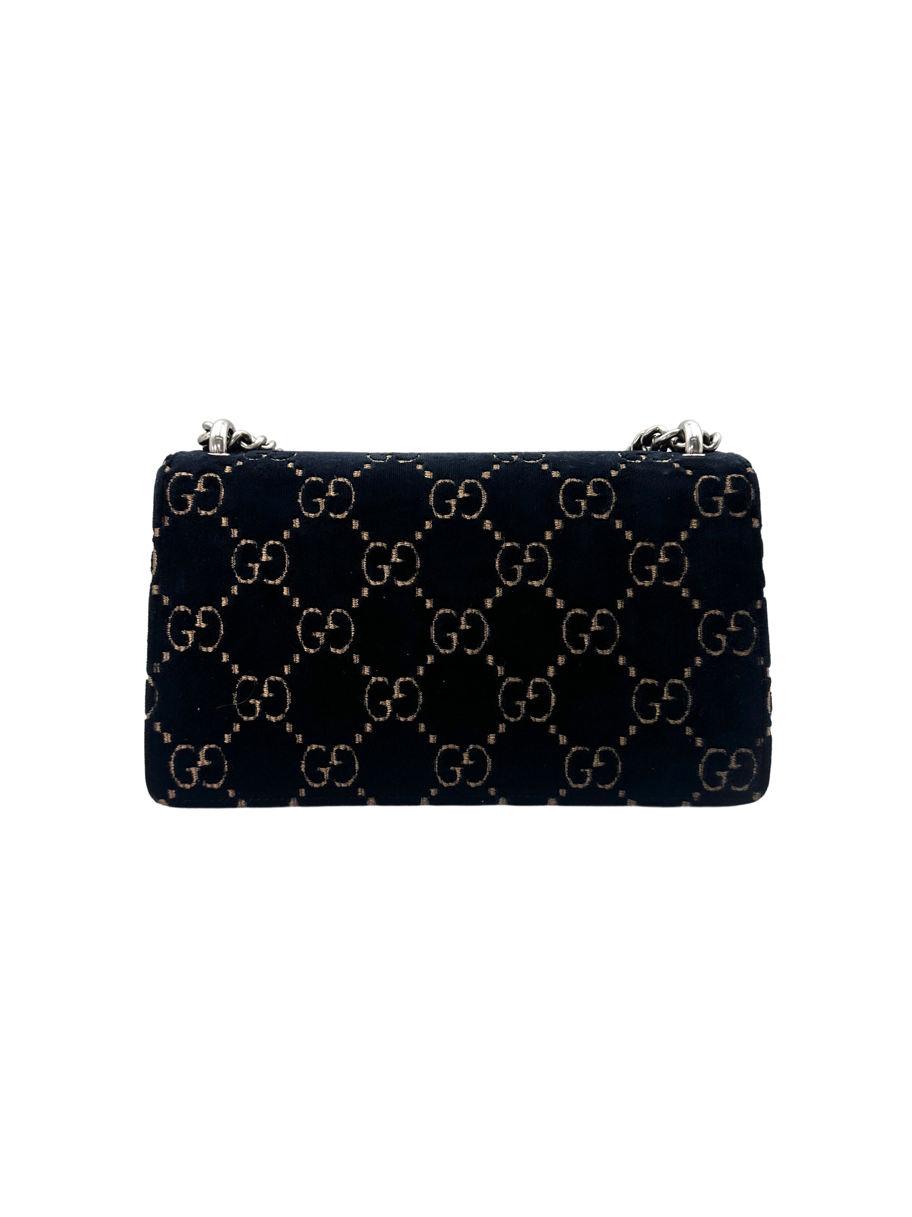 Gucci Dionysus GG Navy Velvet Medium Size Shoulder Bag GG756