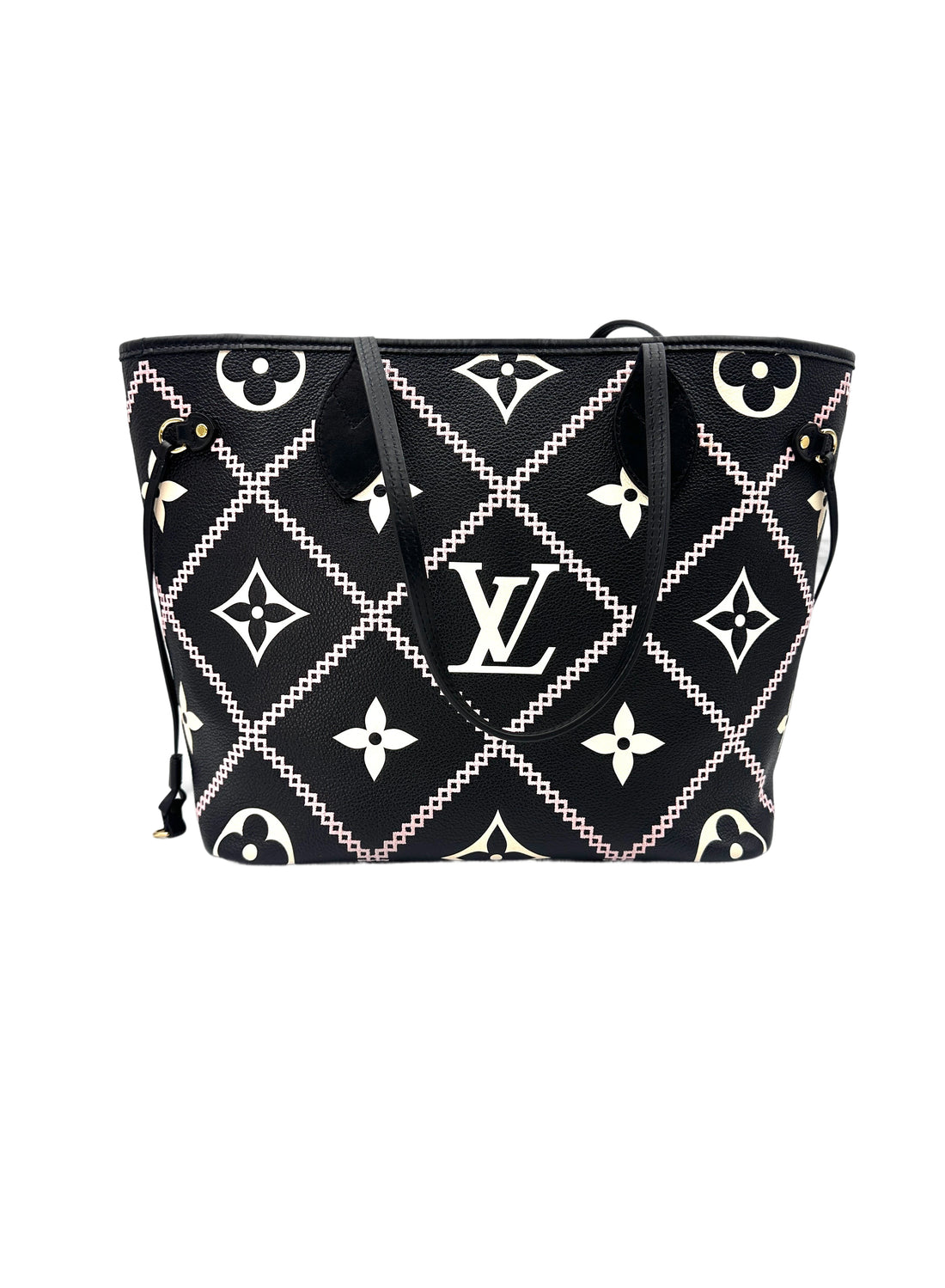 Louis Vuitton Neverfull MM Black Monogram Empreinte Broderies Handle Bag With Pouch IRIS069