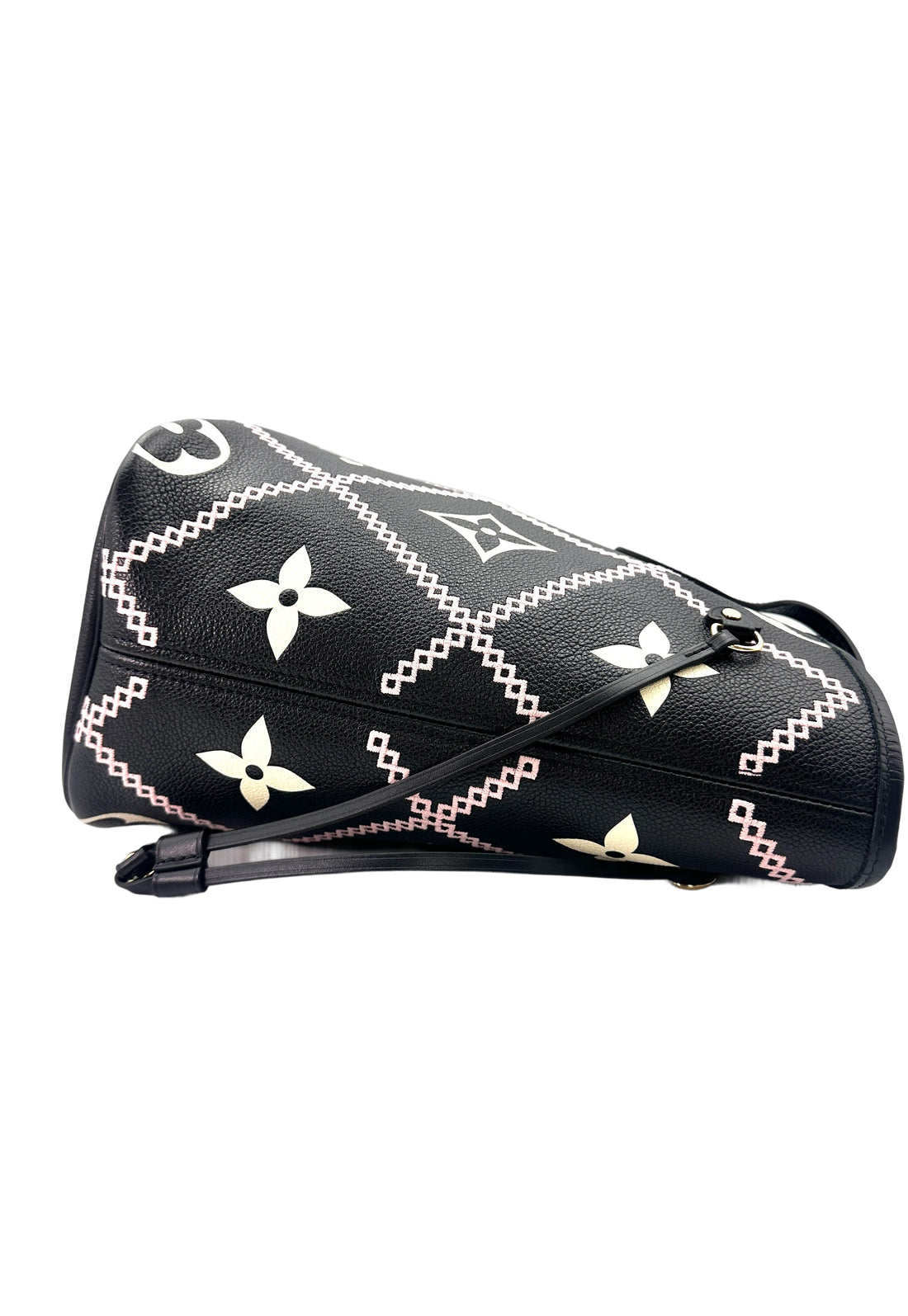 Louis Vuitton Neverfull MM Black Monogram Empreinte Broderies Handle Bag With Pouch IRIS069