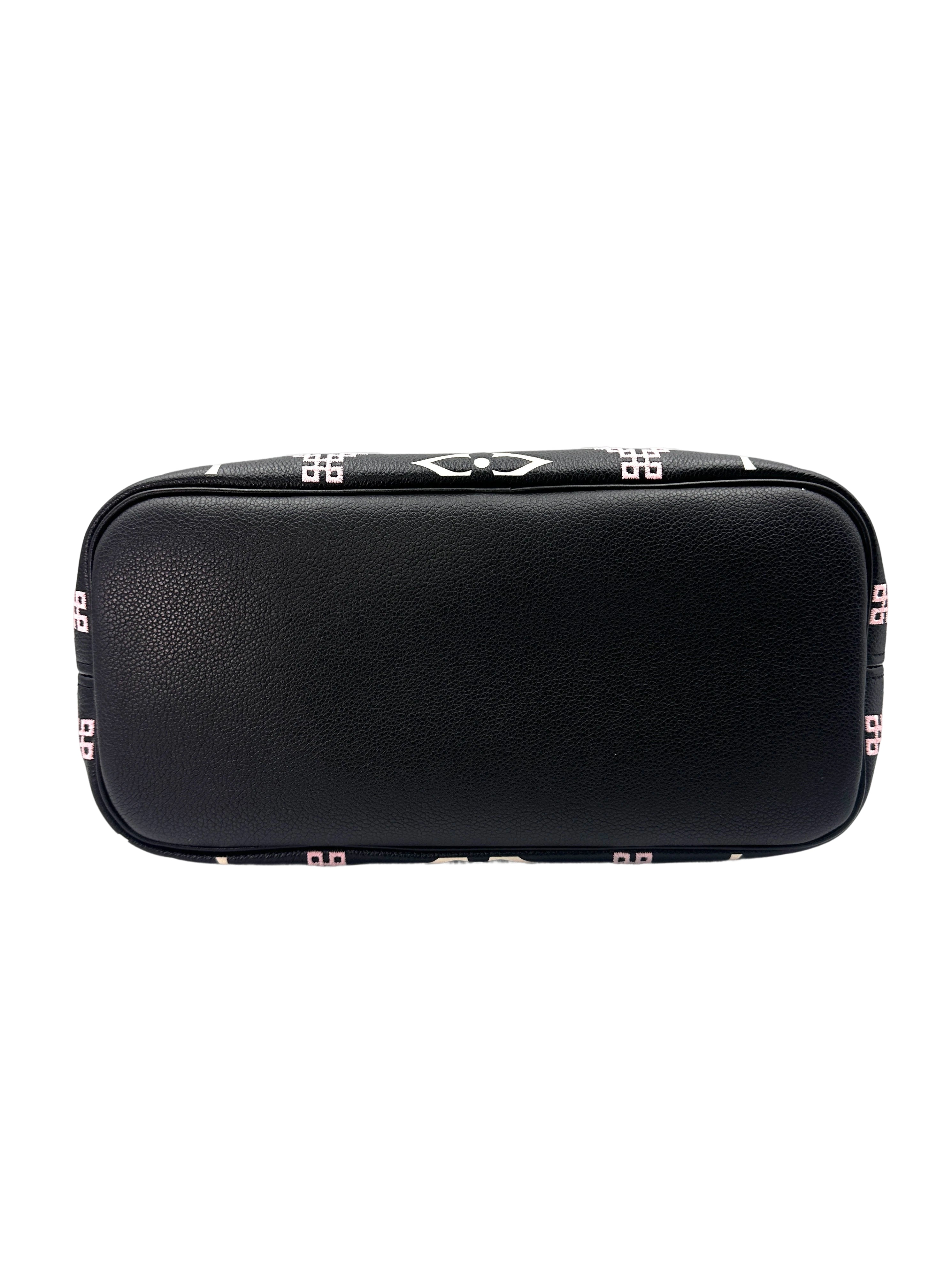 Louis Vuitton Neverfull MM Black Monogram Empreinte Broderies Handle Bag With Pouch IRIS069