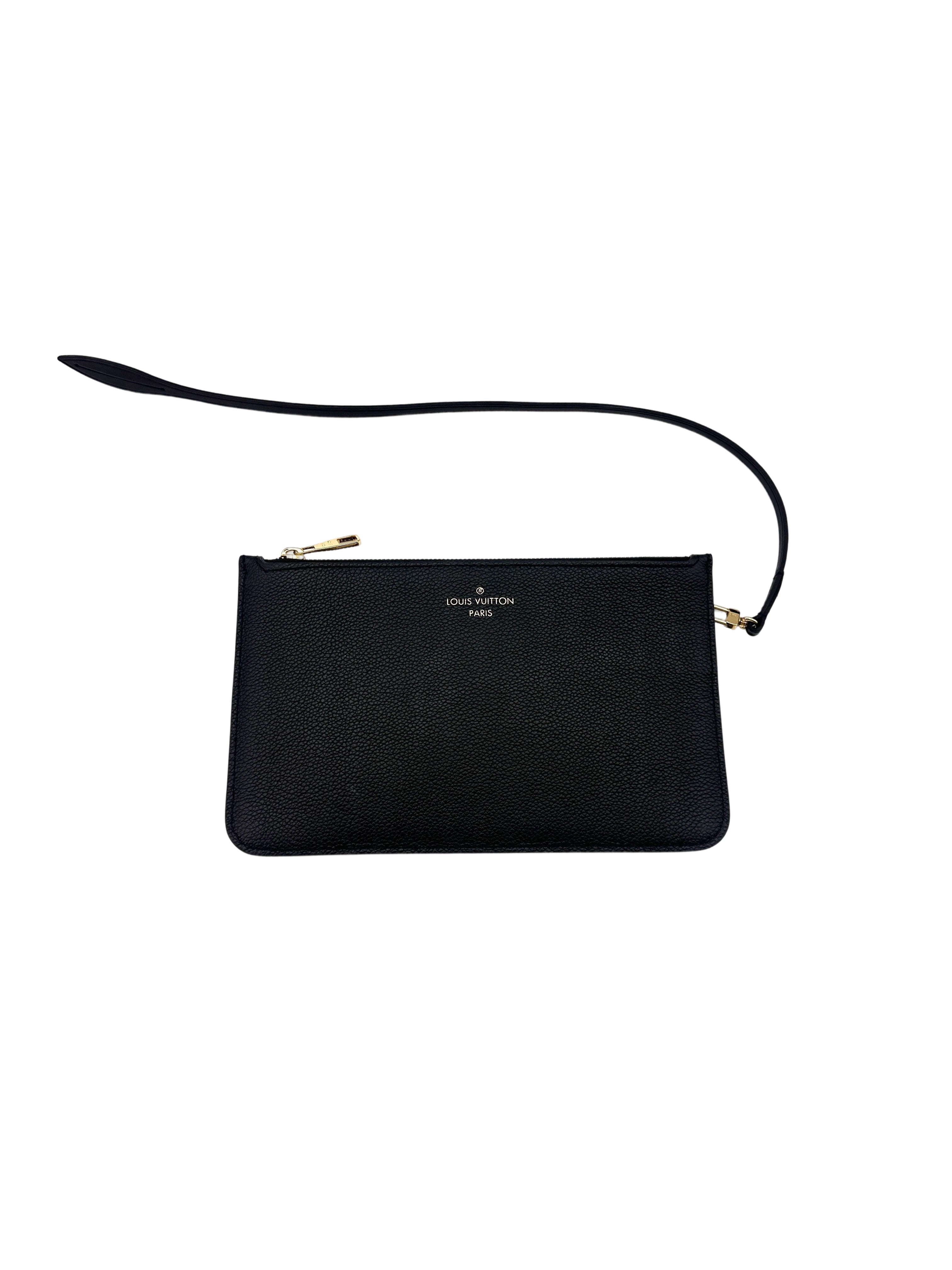 Louis Vuitton Neverfull MM Black Monogram Empreinte Broderies Handle Bag With Pouch IRIS069